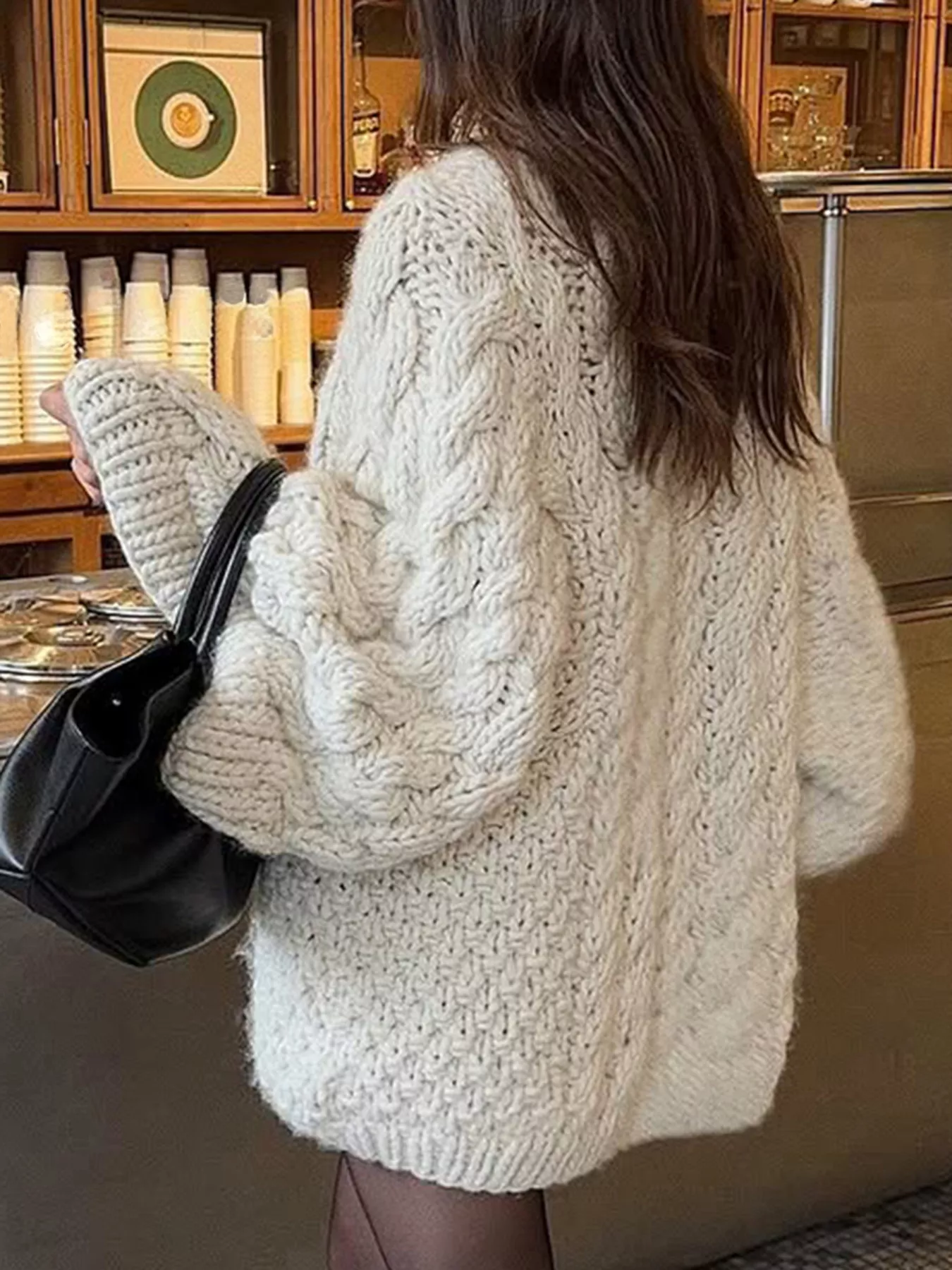 Cable Knit Round Neck Sweater - Image 2