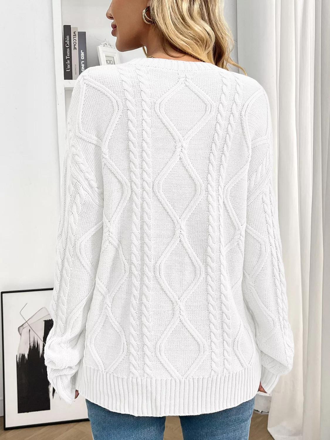 Cable Knit Round Neck Sweater - Image 10