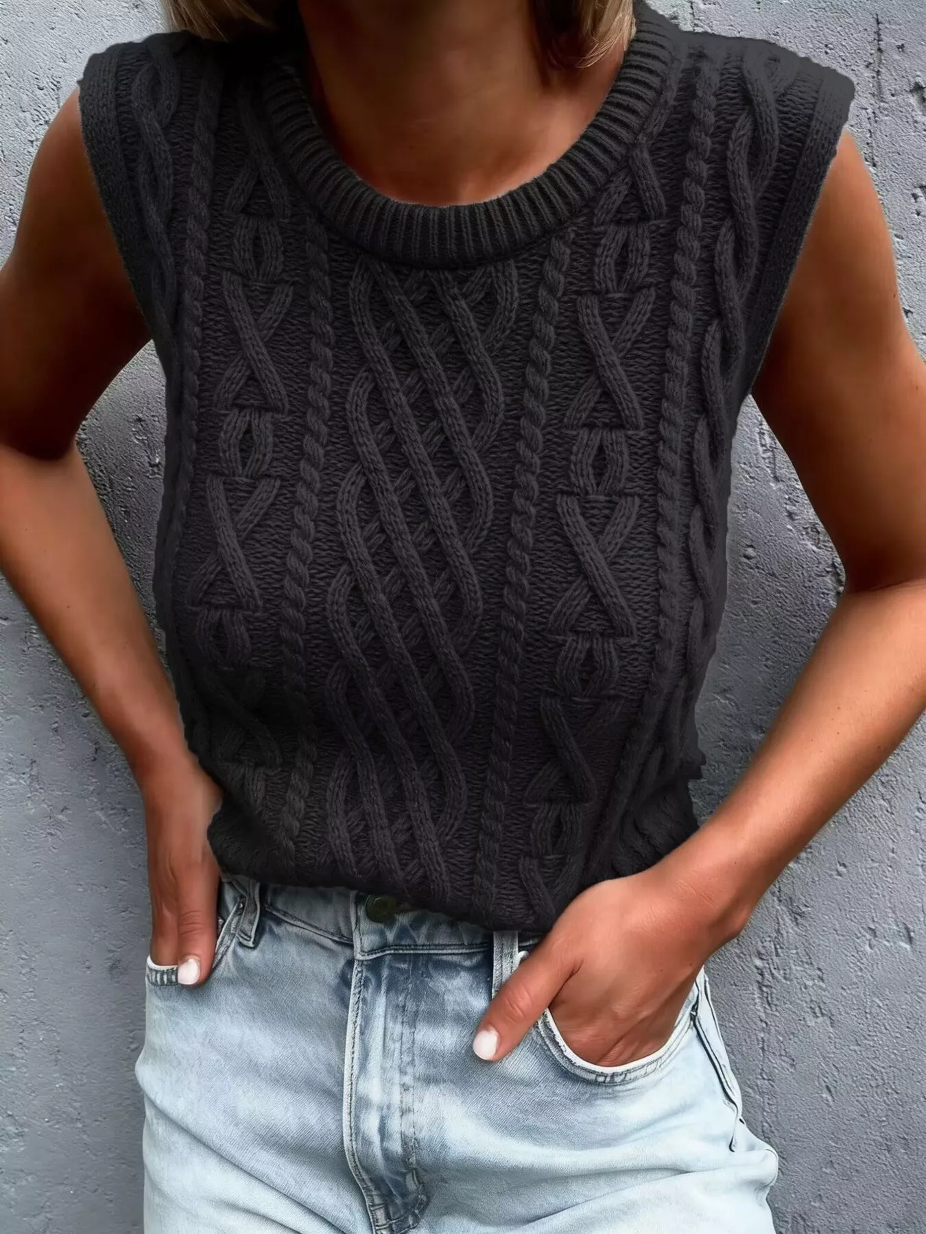 Cable Knit Sweater Vest - Image 3