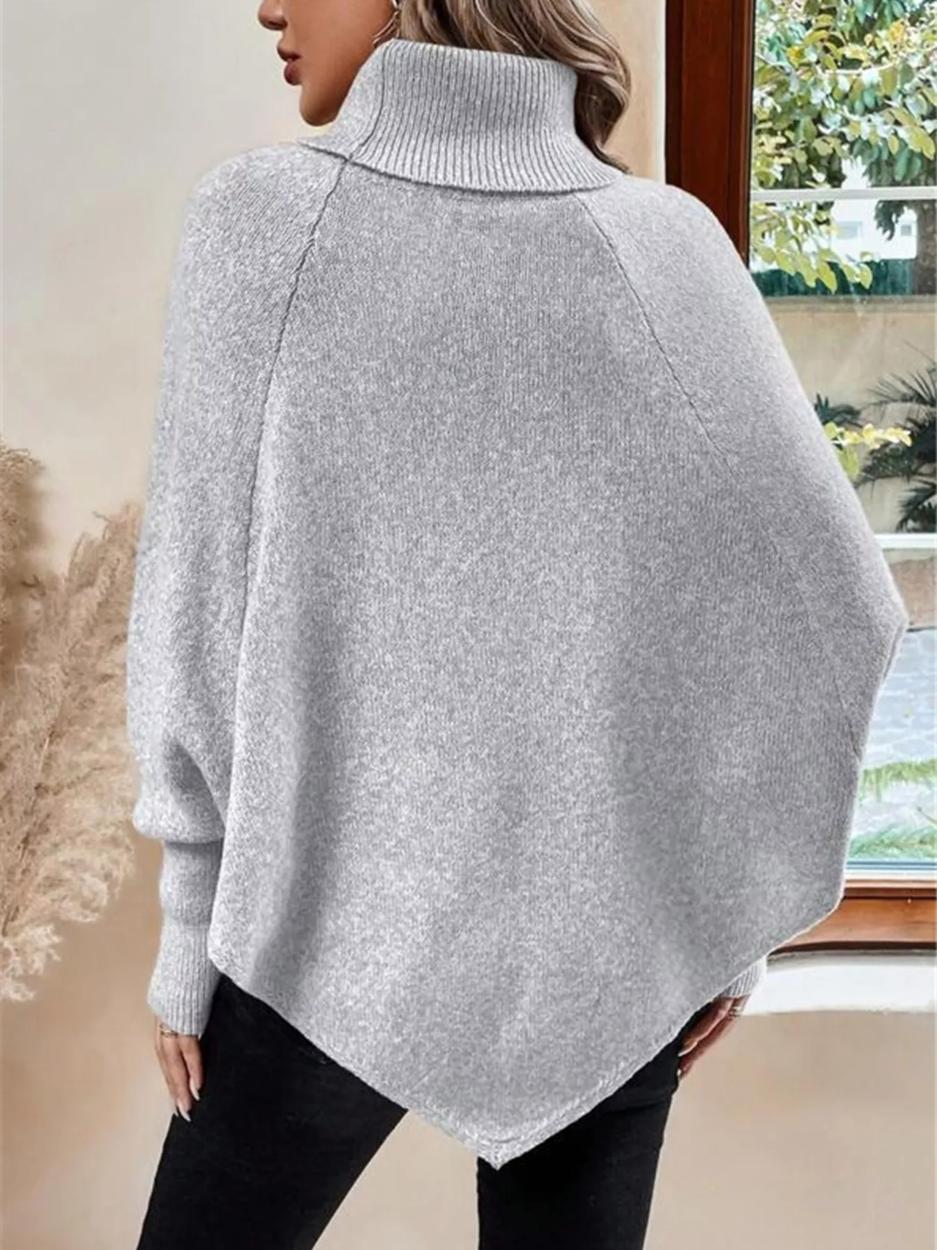 Cable Knit Turtleneck Cape Sweater - Image 17
