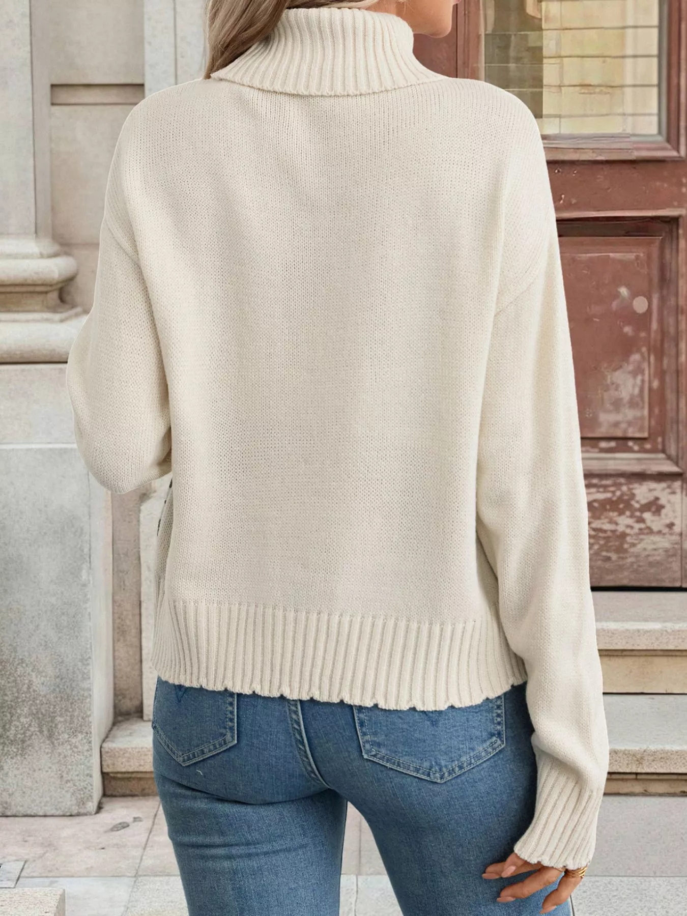Cable Knit Turtleneck Sweater - Image 5