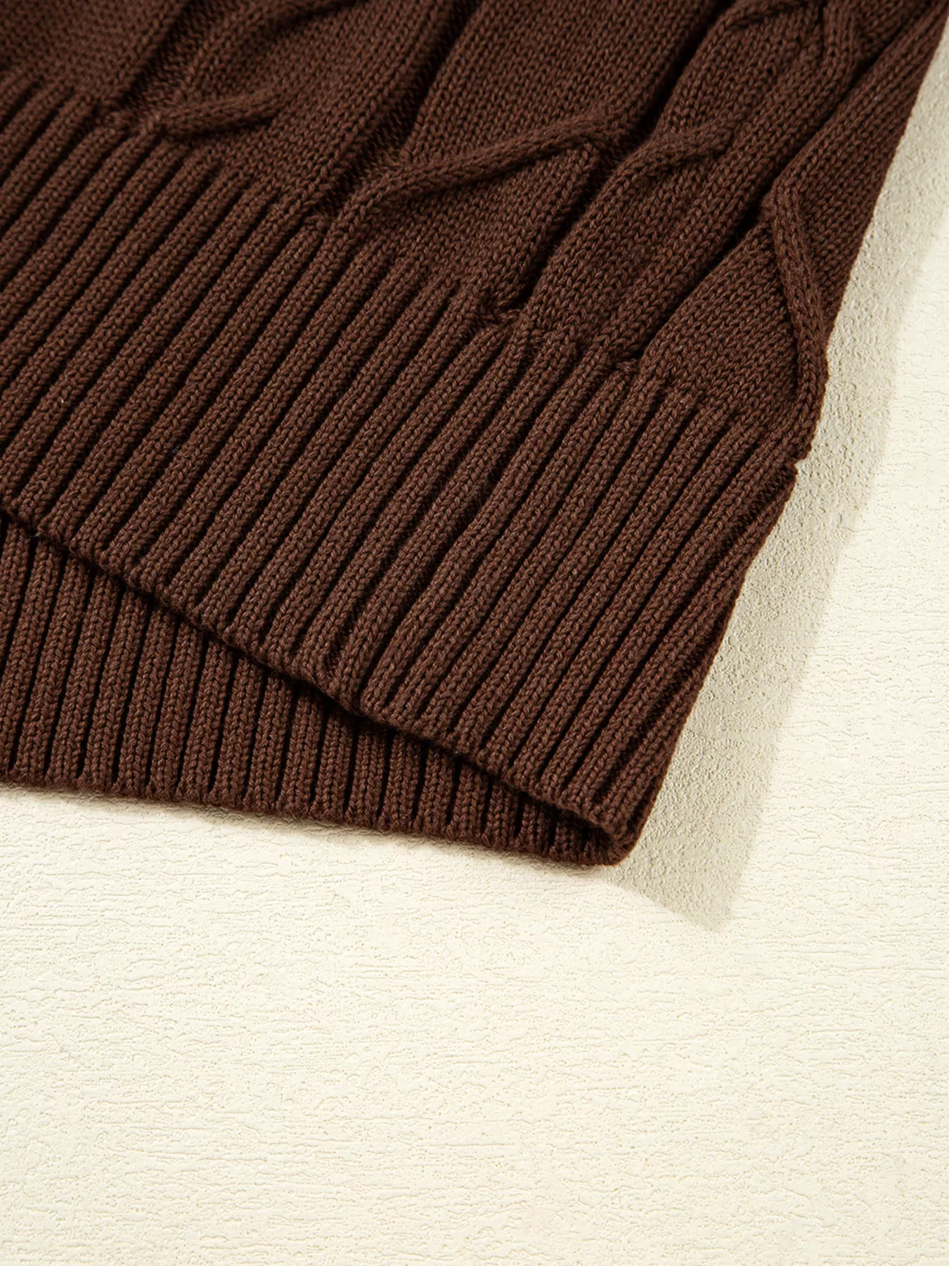 Cable Texture Crew Neck Short Sleeve Sweater Top - Image 7