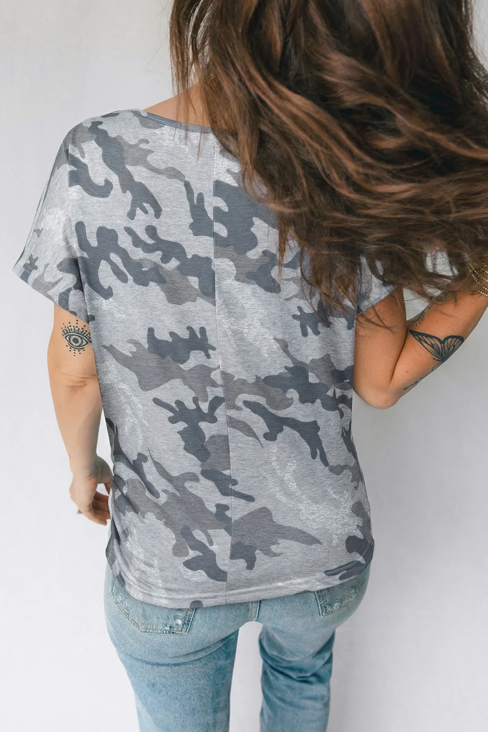 Camouflage Retro American Flag Printed Tee - Image 2