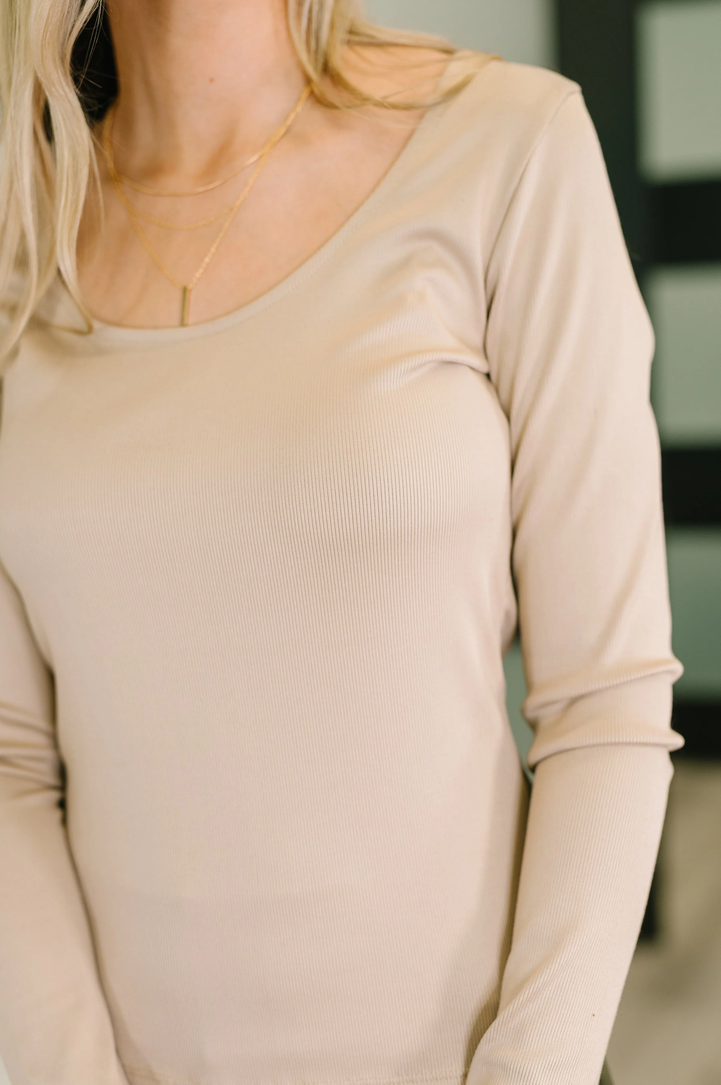 Can You Believe It Basic Long Sleeve Top In Sand - Image 2