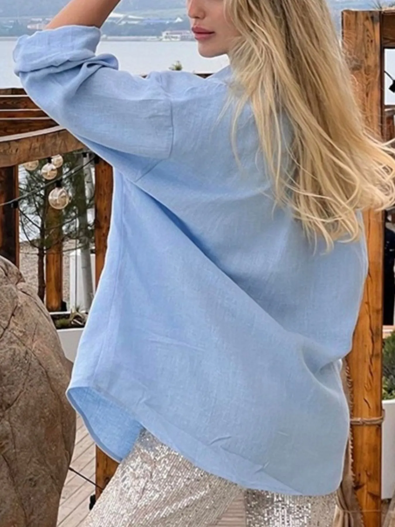 Casual Button-Up Long Sleeve Shirt - Image 3