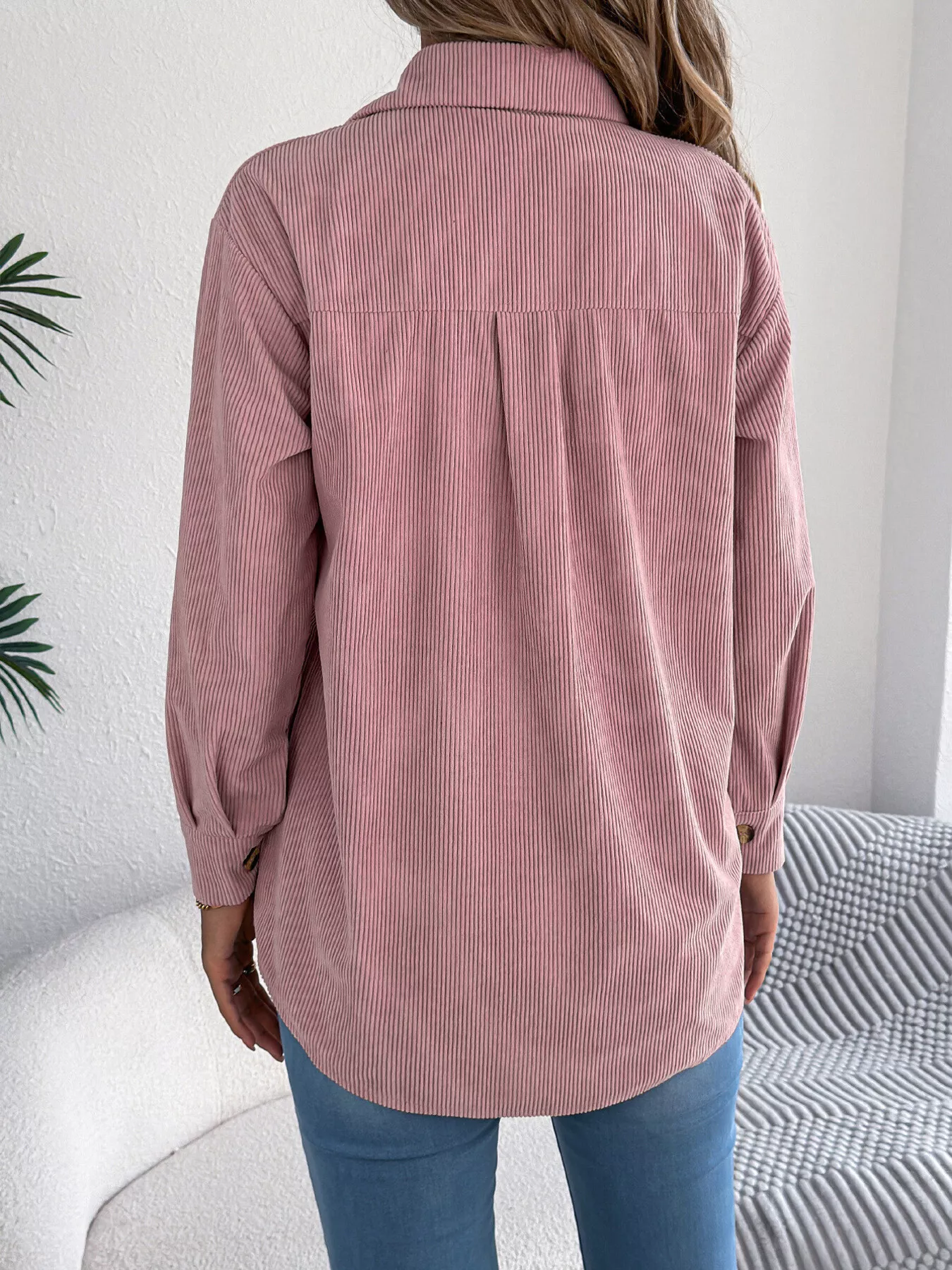 Casual Corduroy Button-Up Shacket - Image 15