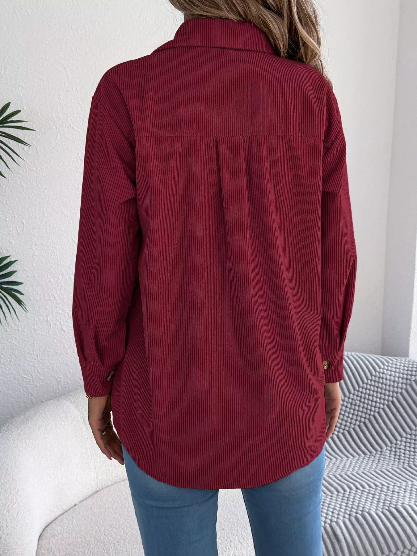 Casual Corduroy Button-Up Shacket - Image 20