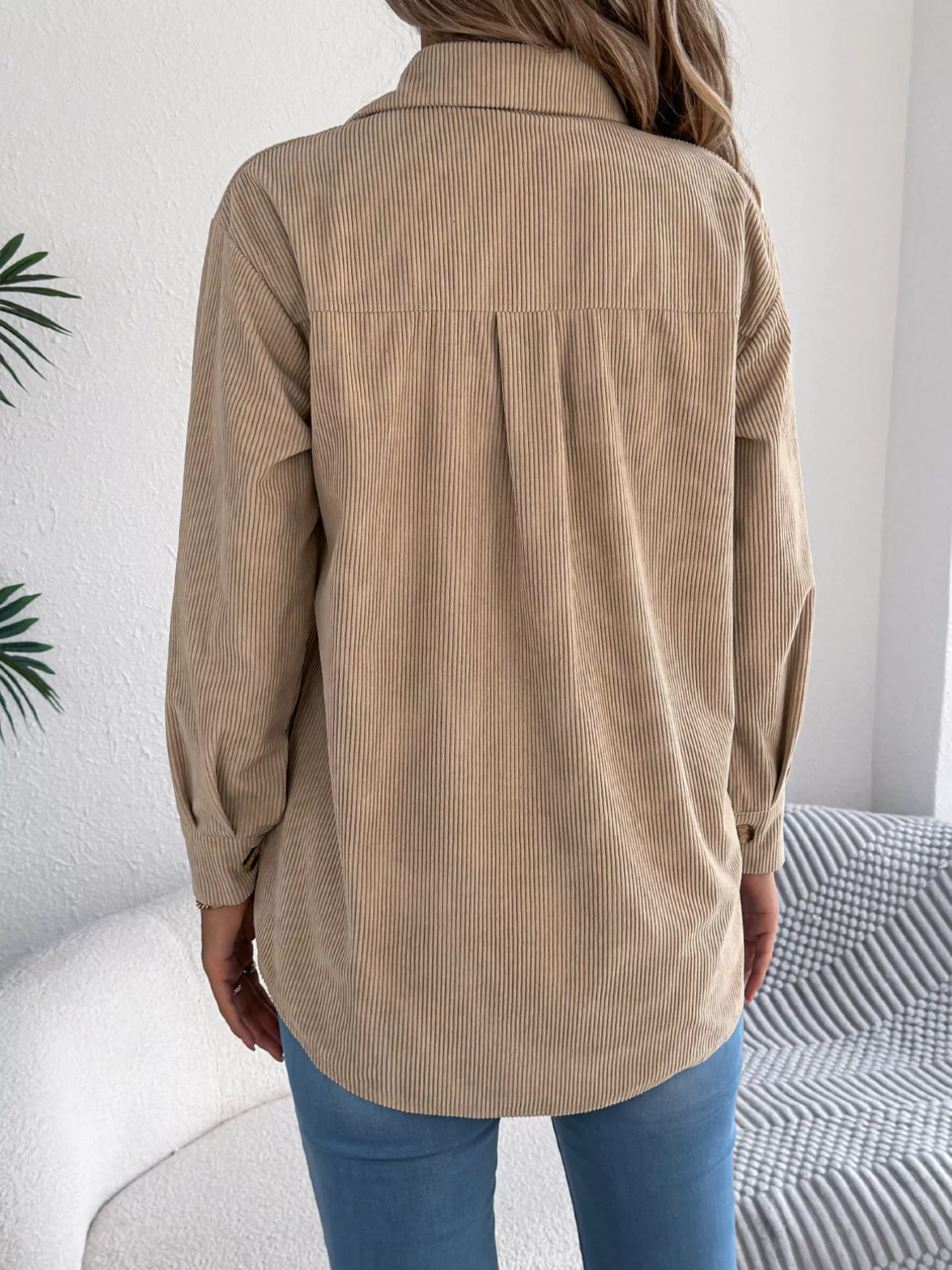 Casual Corduroy Button-Up Shacket - Image 5