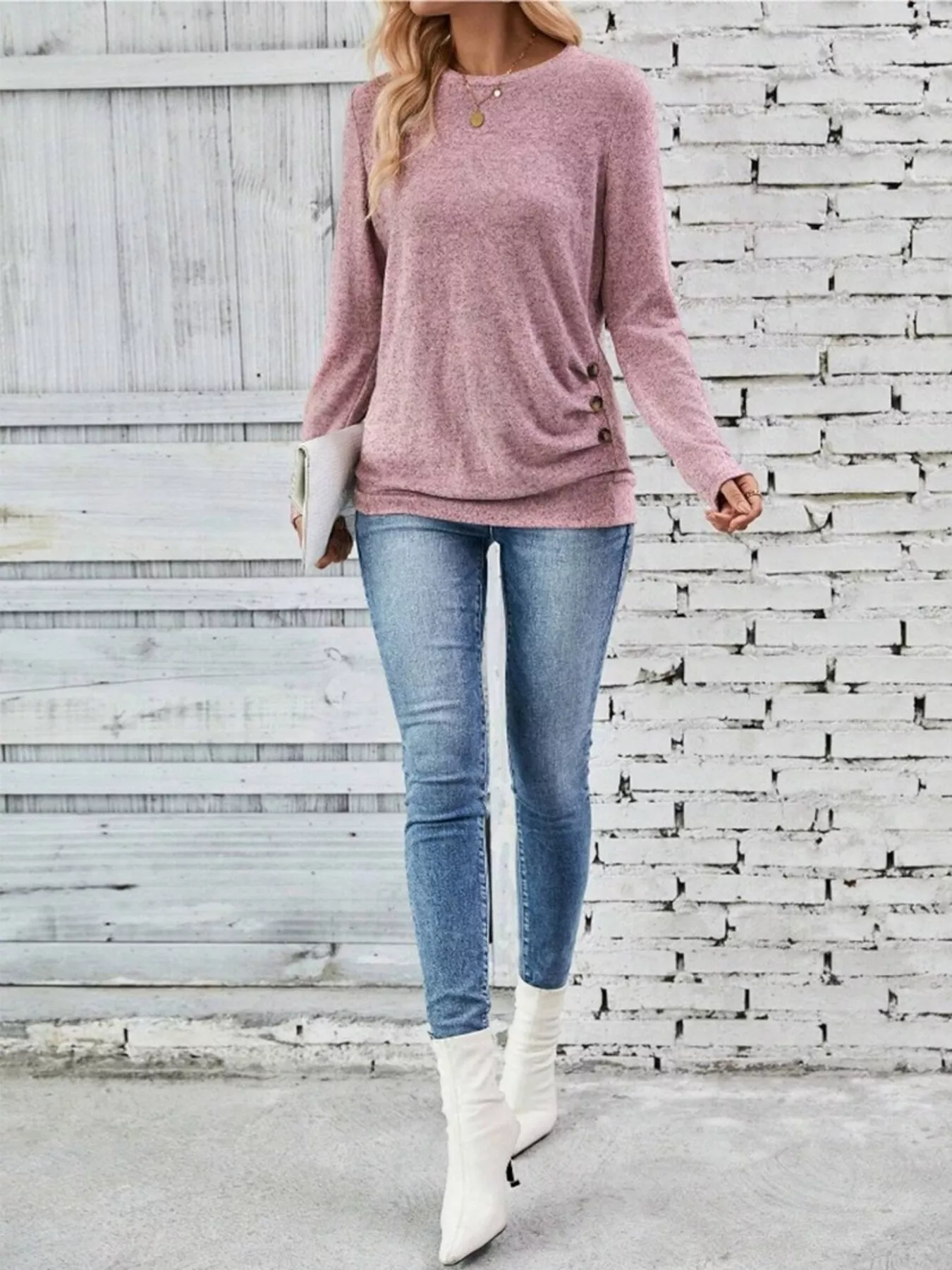 Casual Decor Button Long Sleeve T-Shirt - Image 12