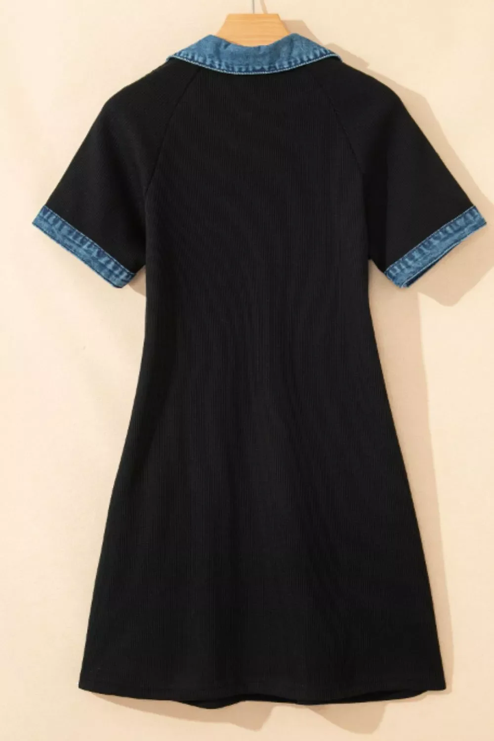 Casual Denim Trim Button-Down Mini Dress - Image 4