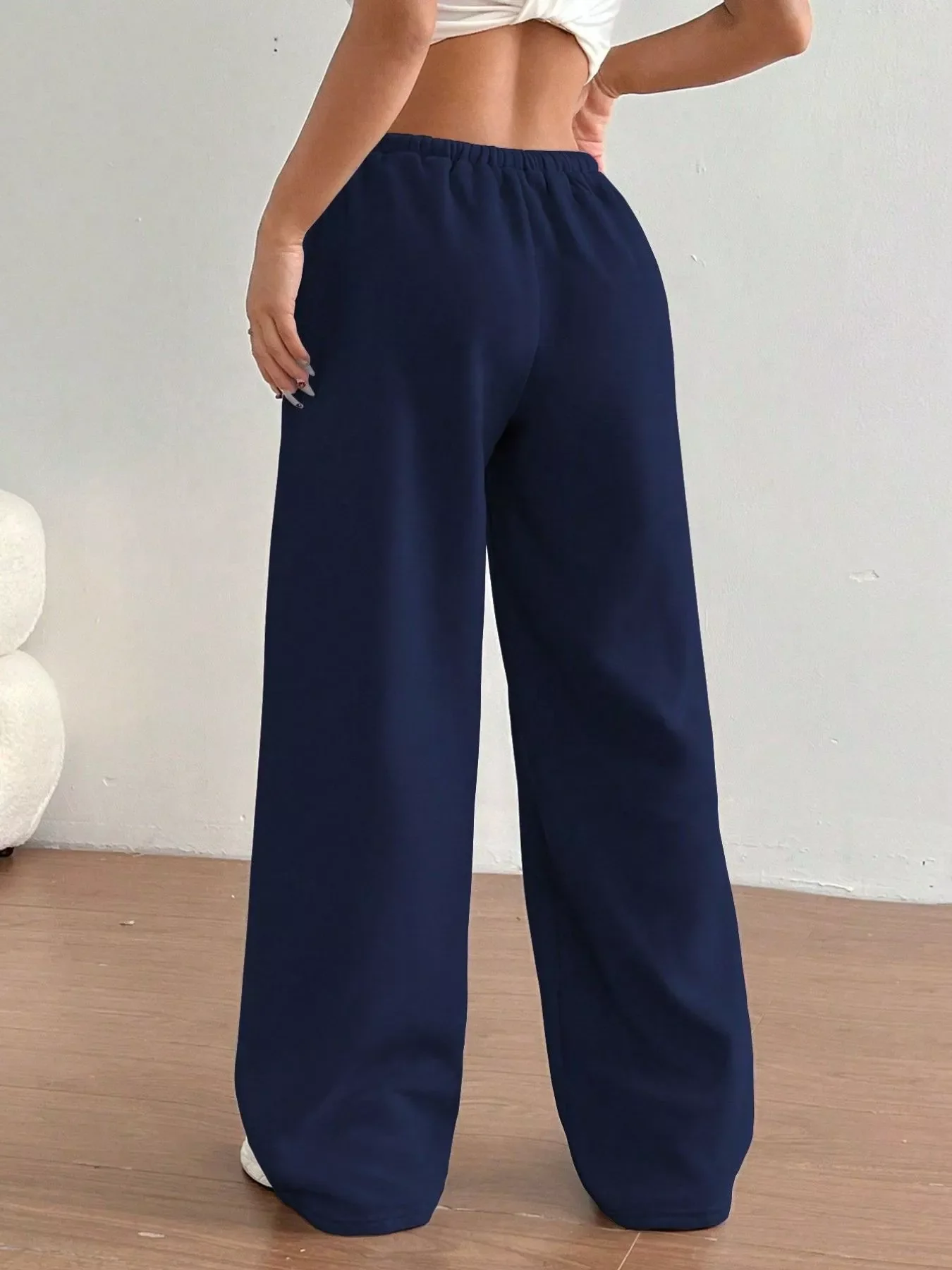 Casual Drawstring High Waist Wide Leg Sweatpants - Image 7