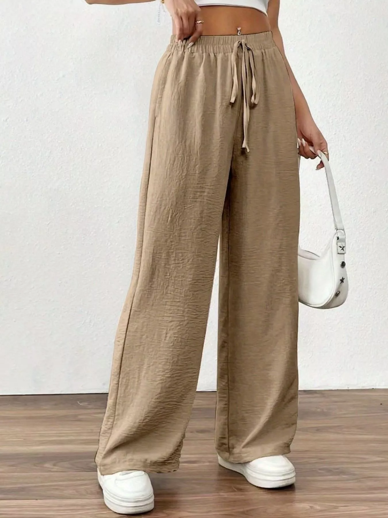 Casual Drawstring Wide Leg Pants - Image 11