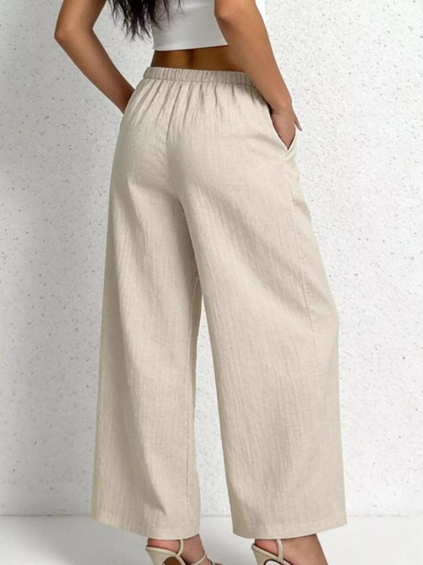 Casual Drawstring Wide Leg Pants - Image 4