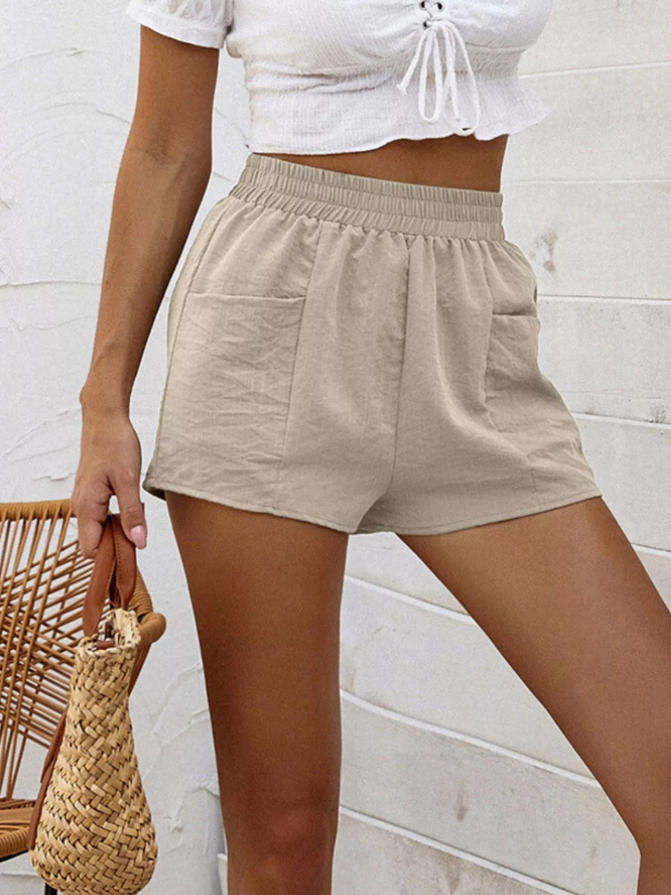 Casual Elastic Waist Shorts - Image 4