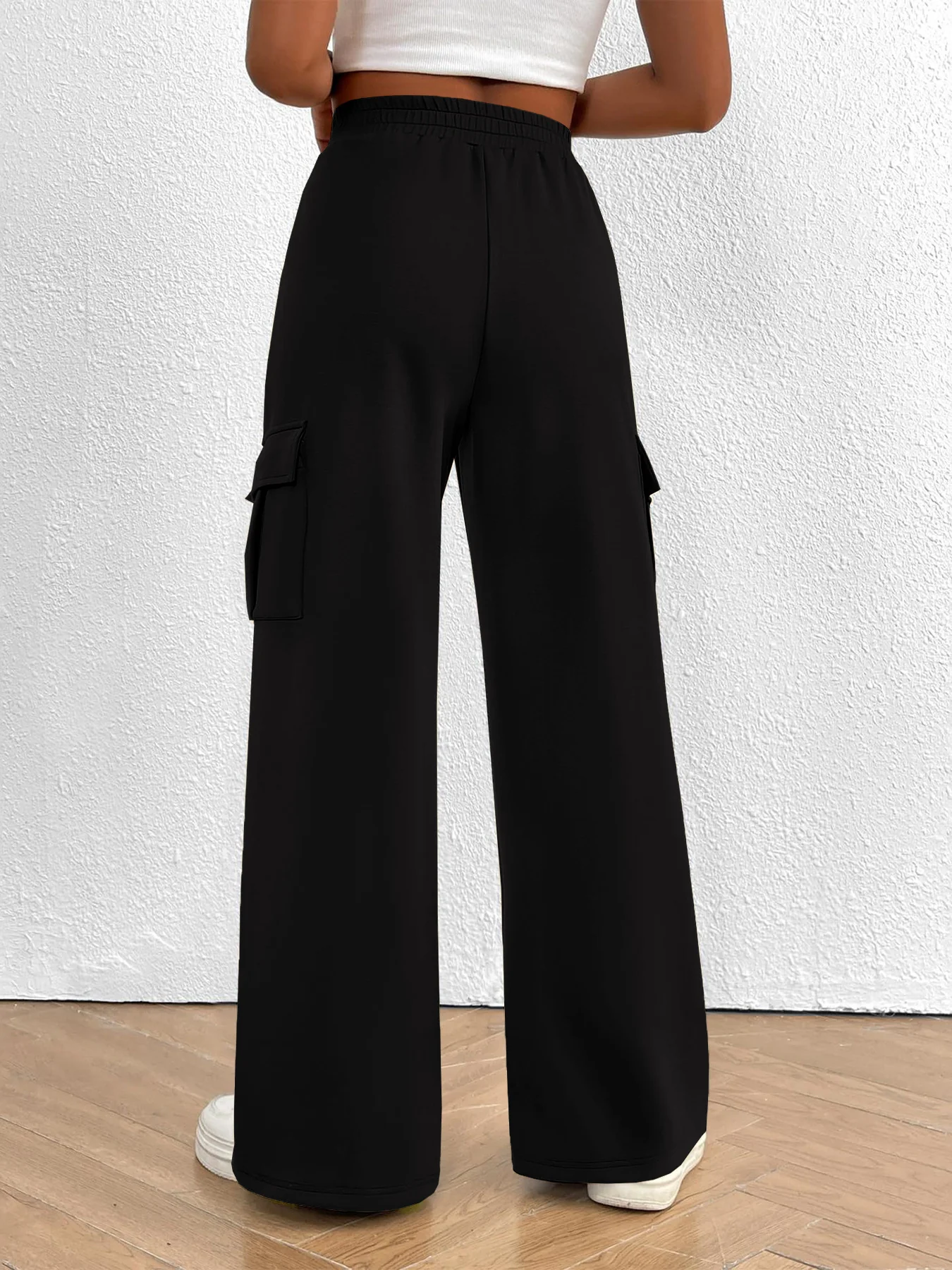 Casual High Waist Cargo Pants with Drawstring - Image 17