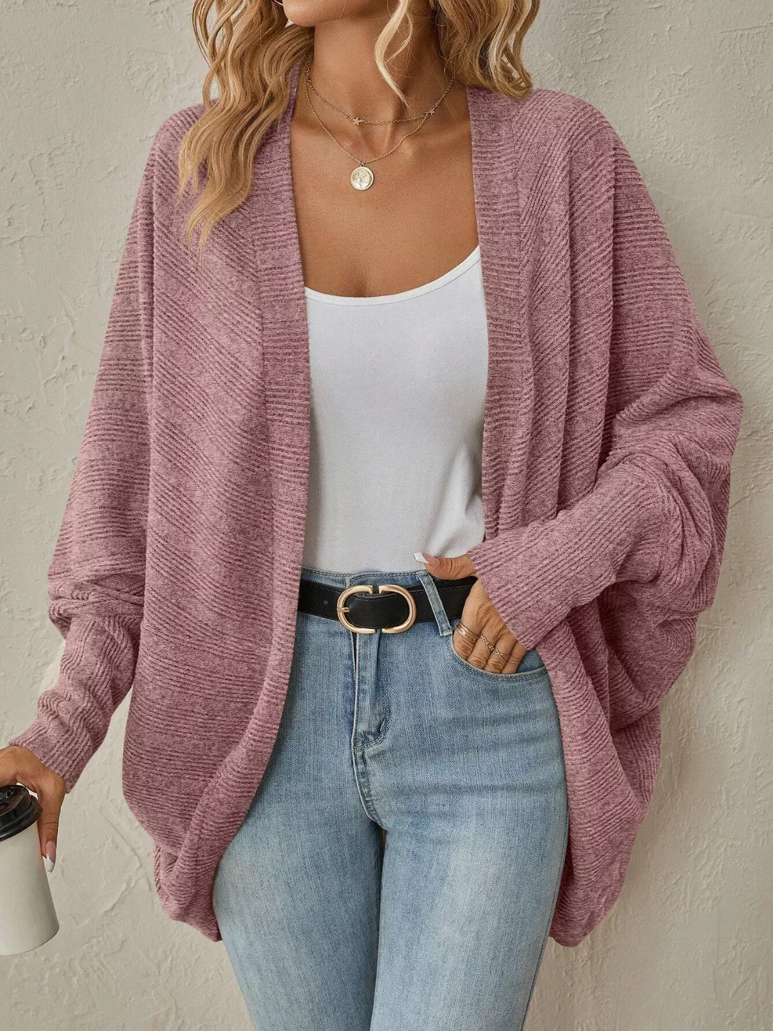 Casual Knit Open Front Cardigan - Image 12