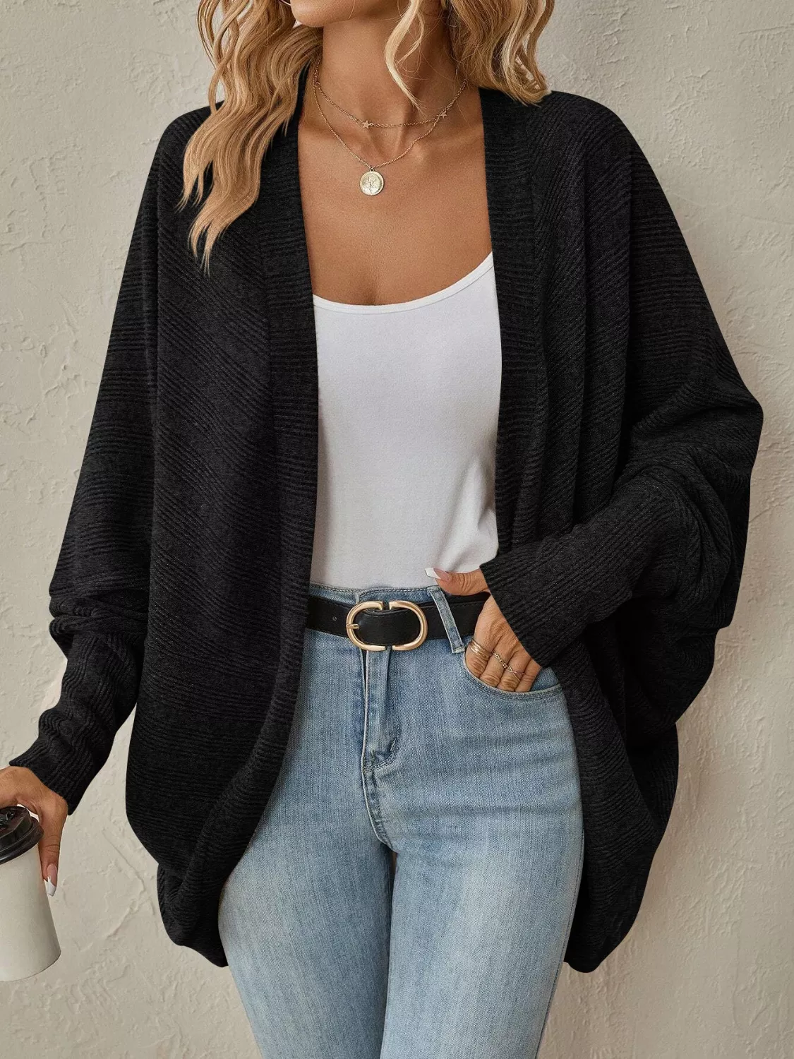 Casual Knit Open Front Cardigan - Image 24
