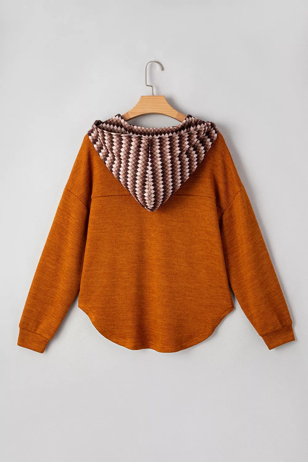 Casual Long Sleeve Henley Hooded Top - Image 7