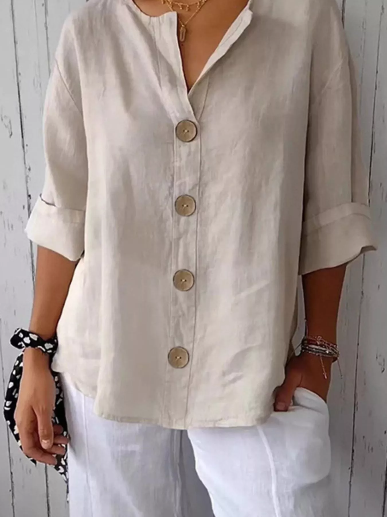 Casual Loose Button-Down Shirt - Image 3