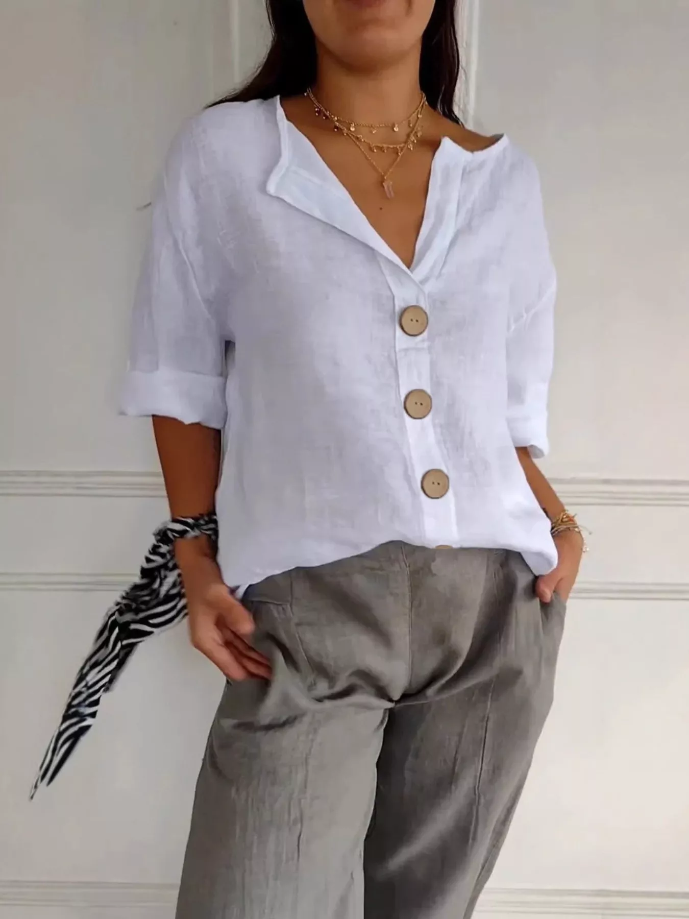 Casual Loose Button-Down Shirt - Image 4