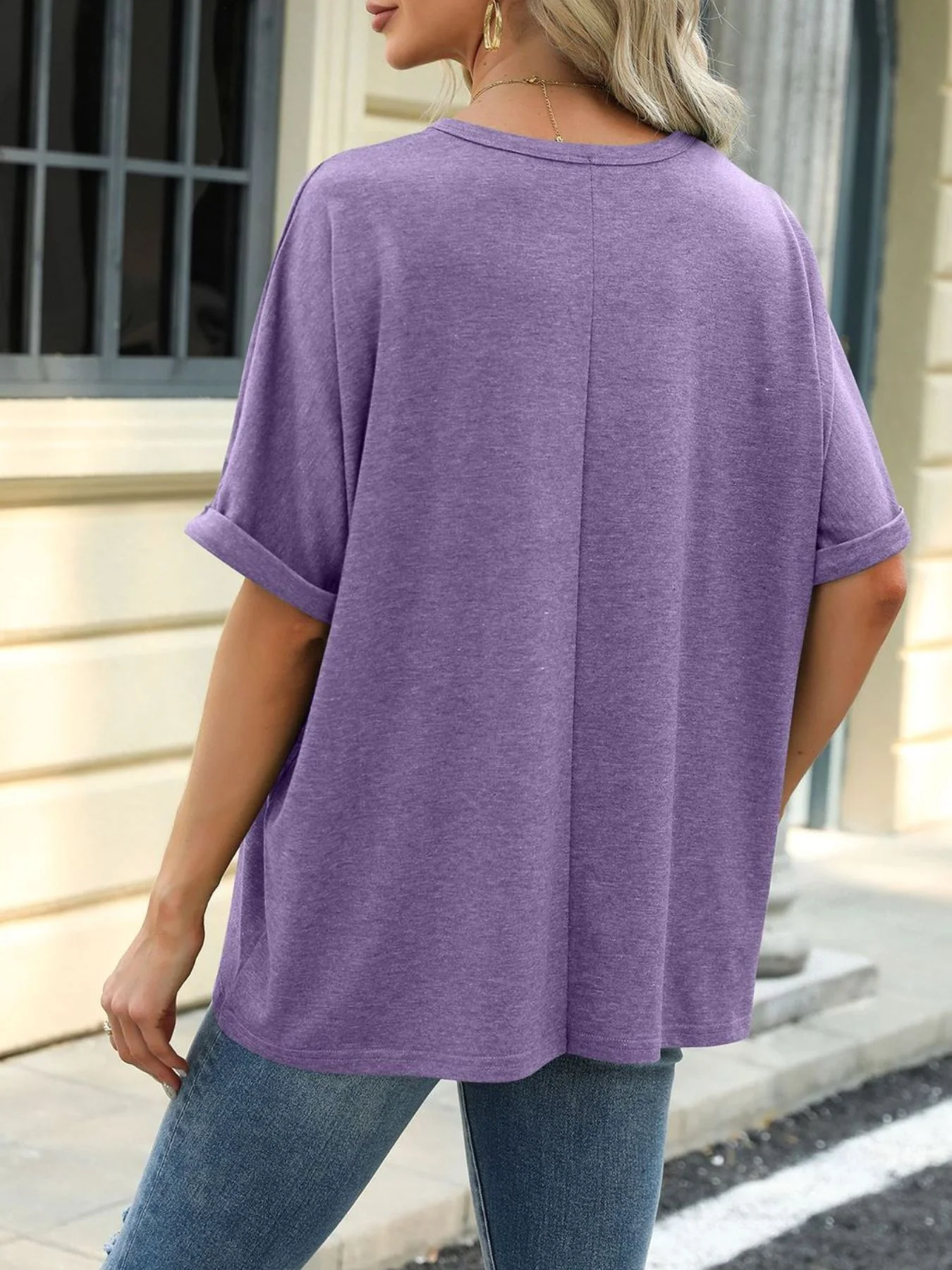 Casual Loose Fit Rolled Sleeve T-Shirt - Image 5