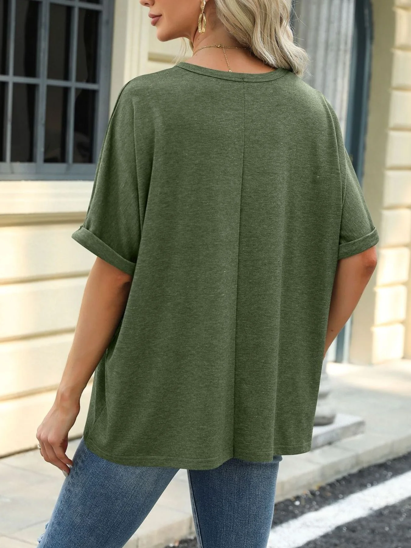 Casual Loose Fit Rolled Sleeve T-Shirt - Image 4