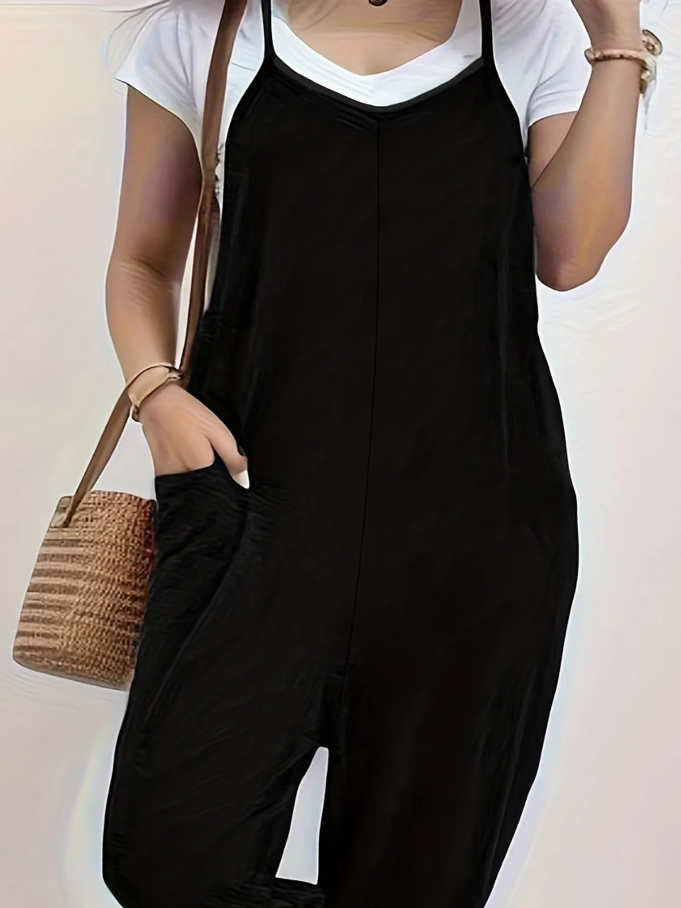 Casual Loose Fit Spaghetti Strap Jumpsuit - Image 9
