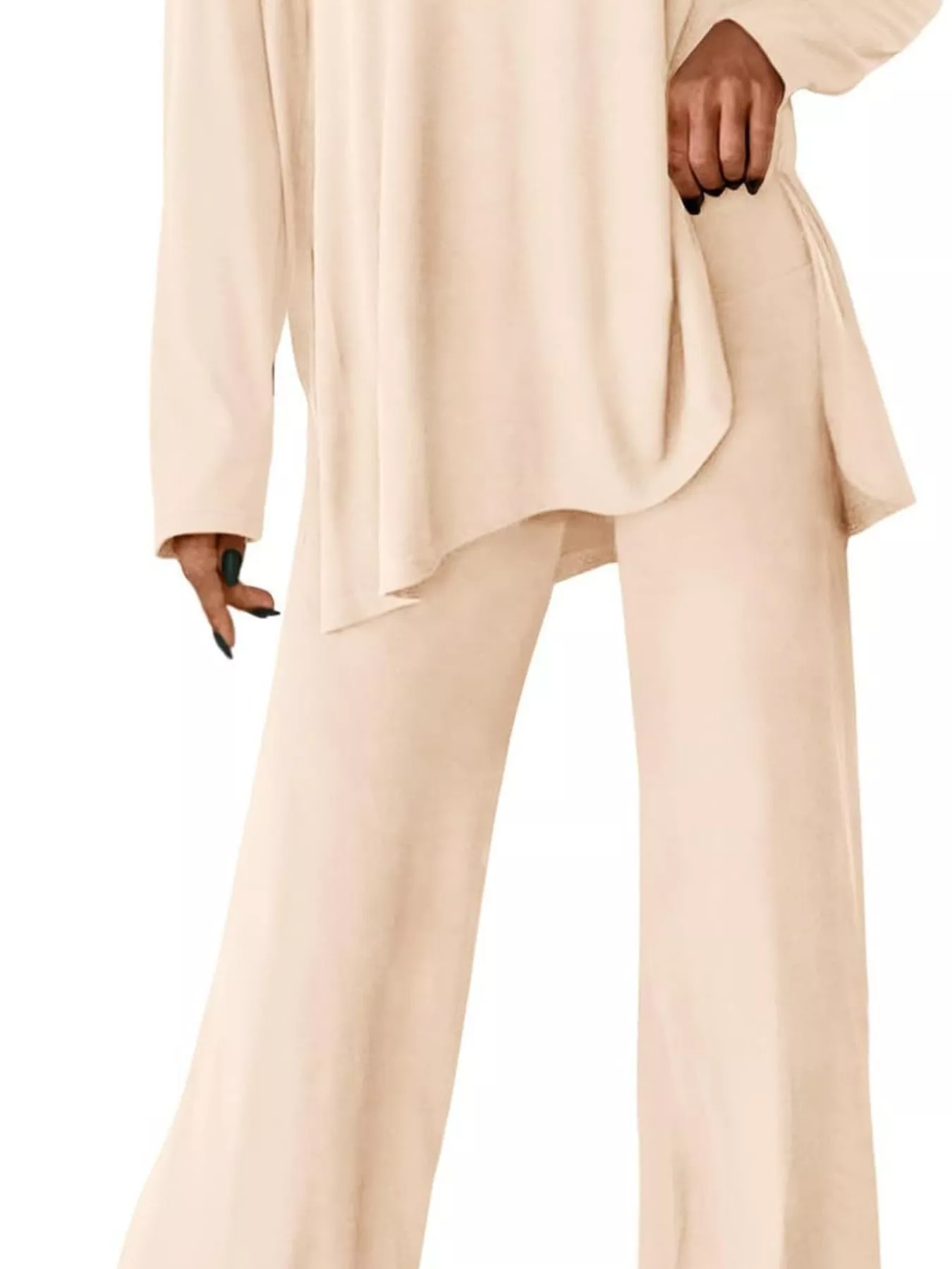 Casual Loose Long Sleeve Top and Wide Leg Pants Set - Image 7