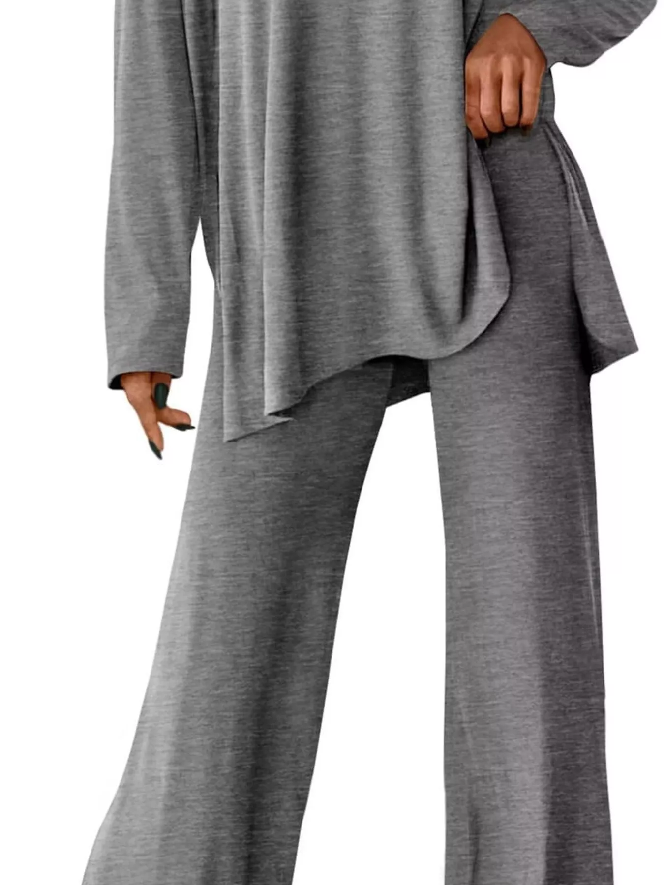 Casual Loose Long Sleeve Top and Wide Leg Pants Set - Image 9