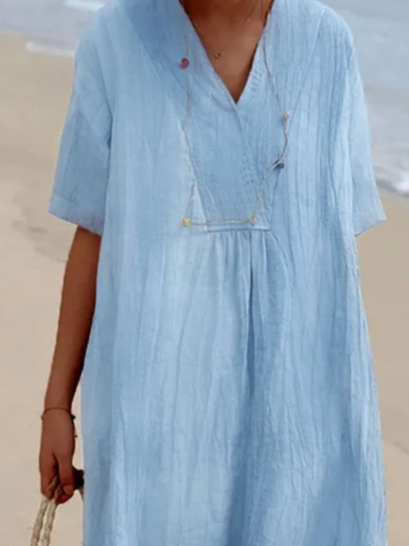 Casual Loose Short Sleeve Midi Dress - Image 2
