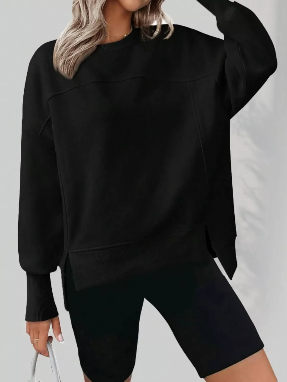 Casual Loose Side Slit Sweatshirt - Image 23