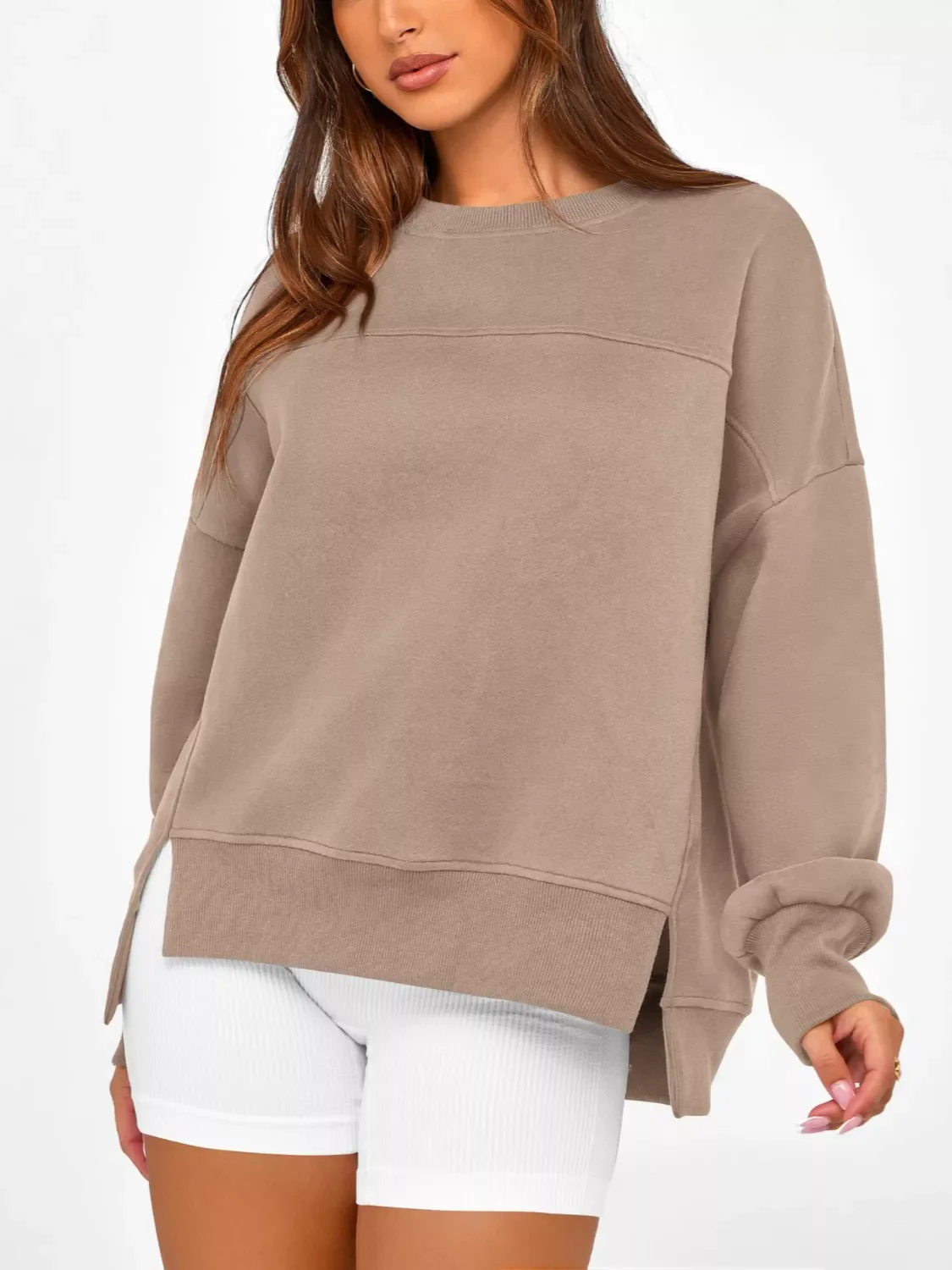 Casual Loose Side Slit Sweatshirt - Image 25