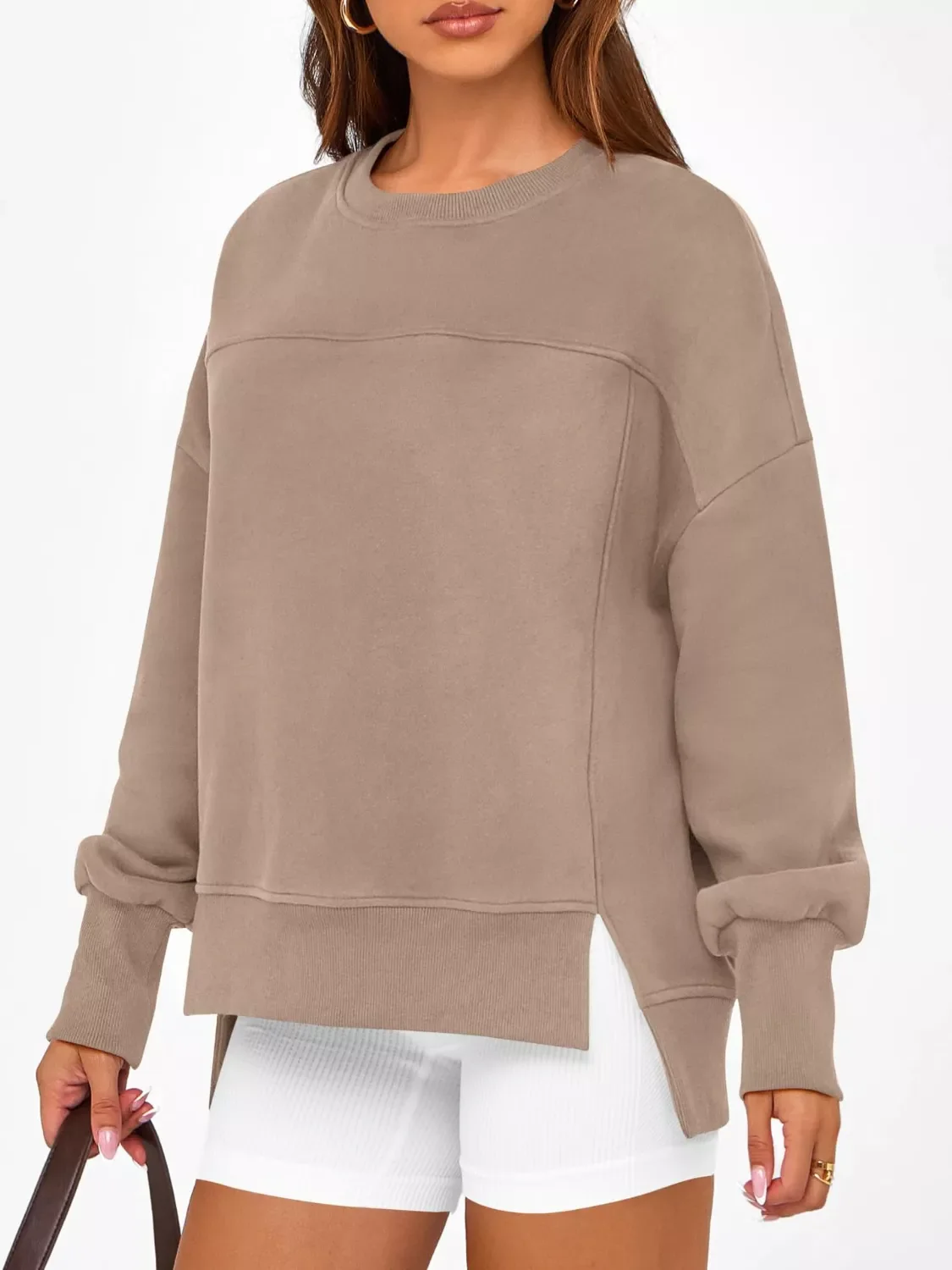 Casual Loose Side Slit Sweatshirt - Image 26