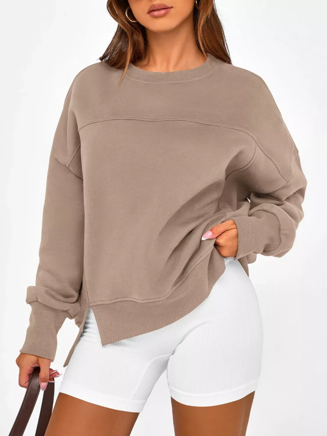 Casual Loose Side Slit Sweatshirt - Image 27