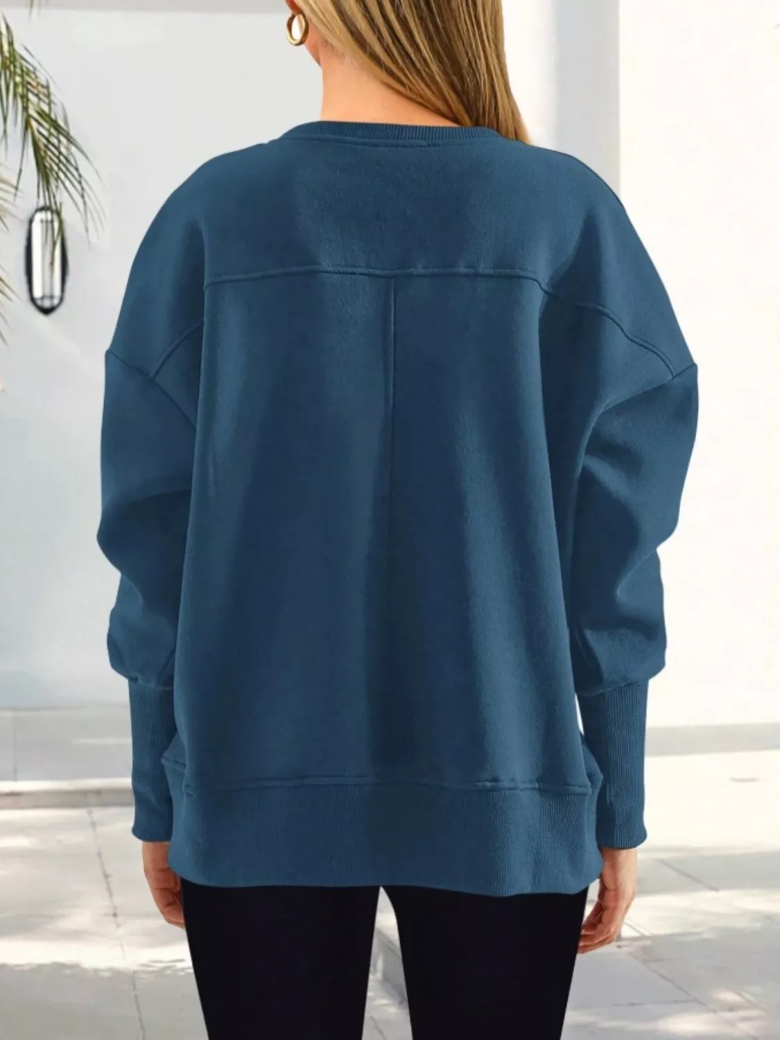 Casual Loose Side Slit Sweatshirt - Image 5
