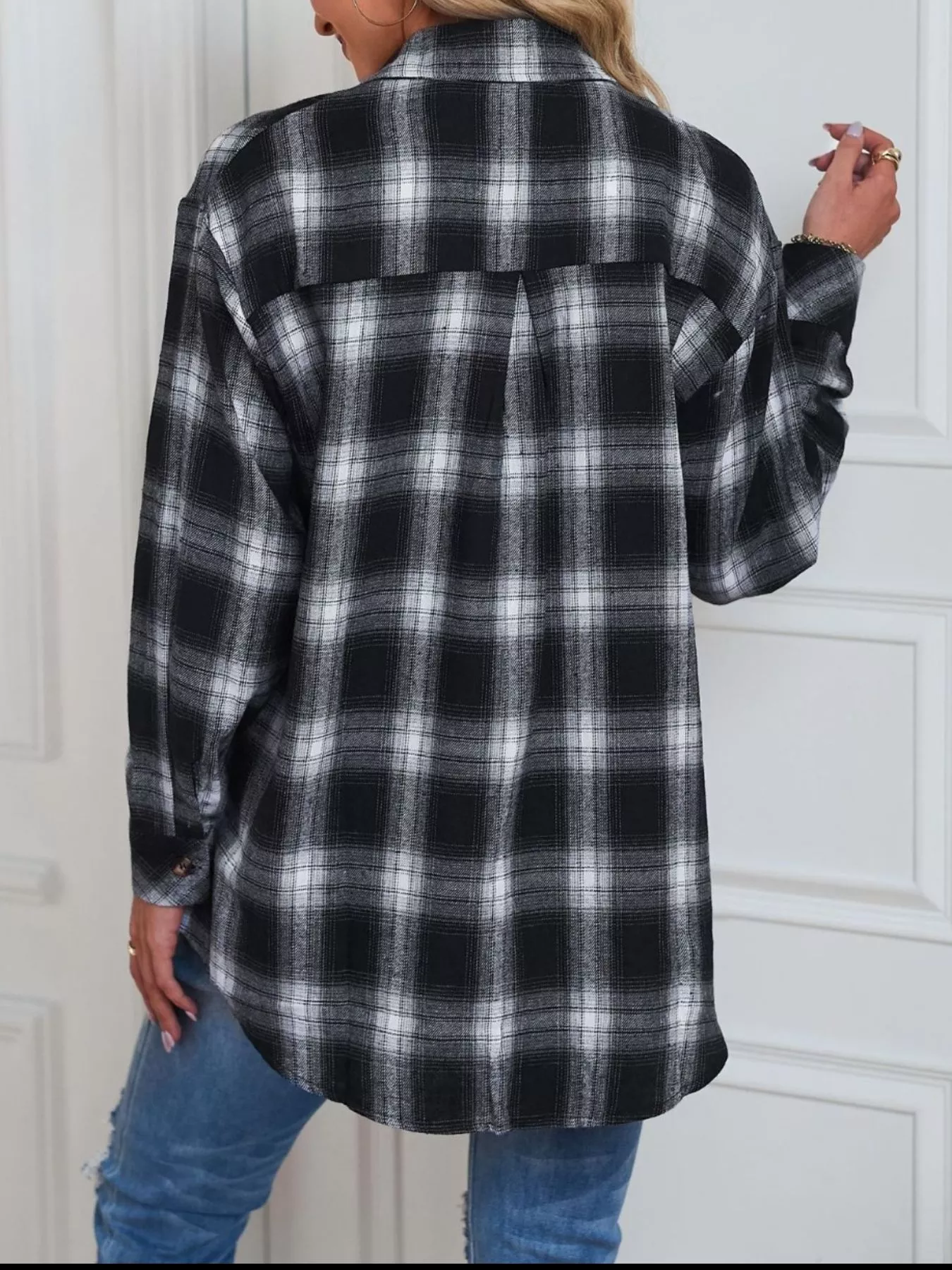 Casual Plaid Button Up Shirt - Image 5