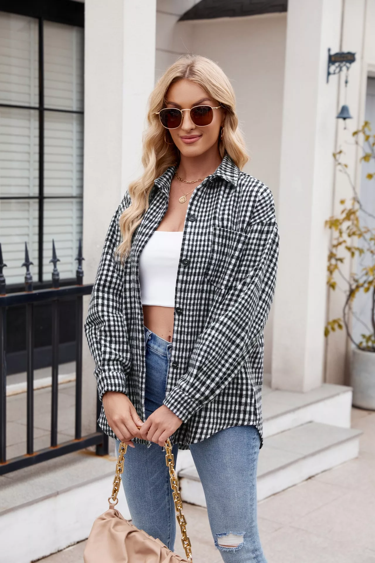 Casual Plaid Long Sleeve Shirt - Image 22