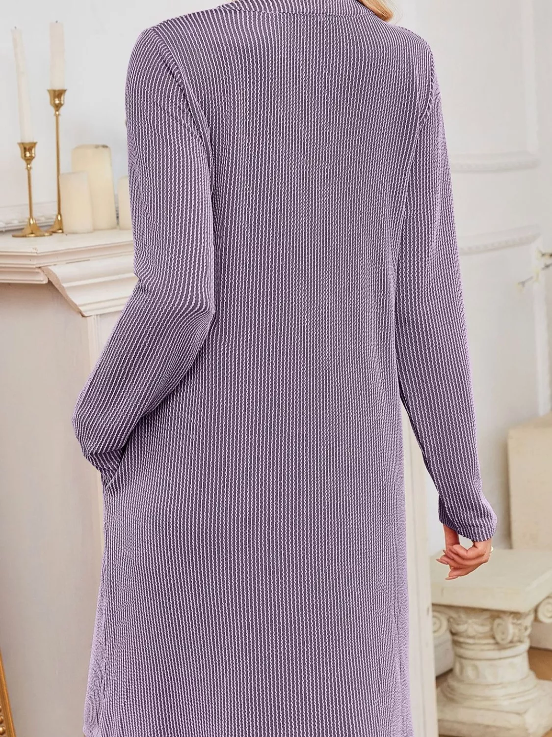 Casual Ribbed Knit Long Sleeve Dress - Image 25