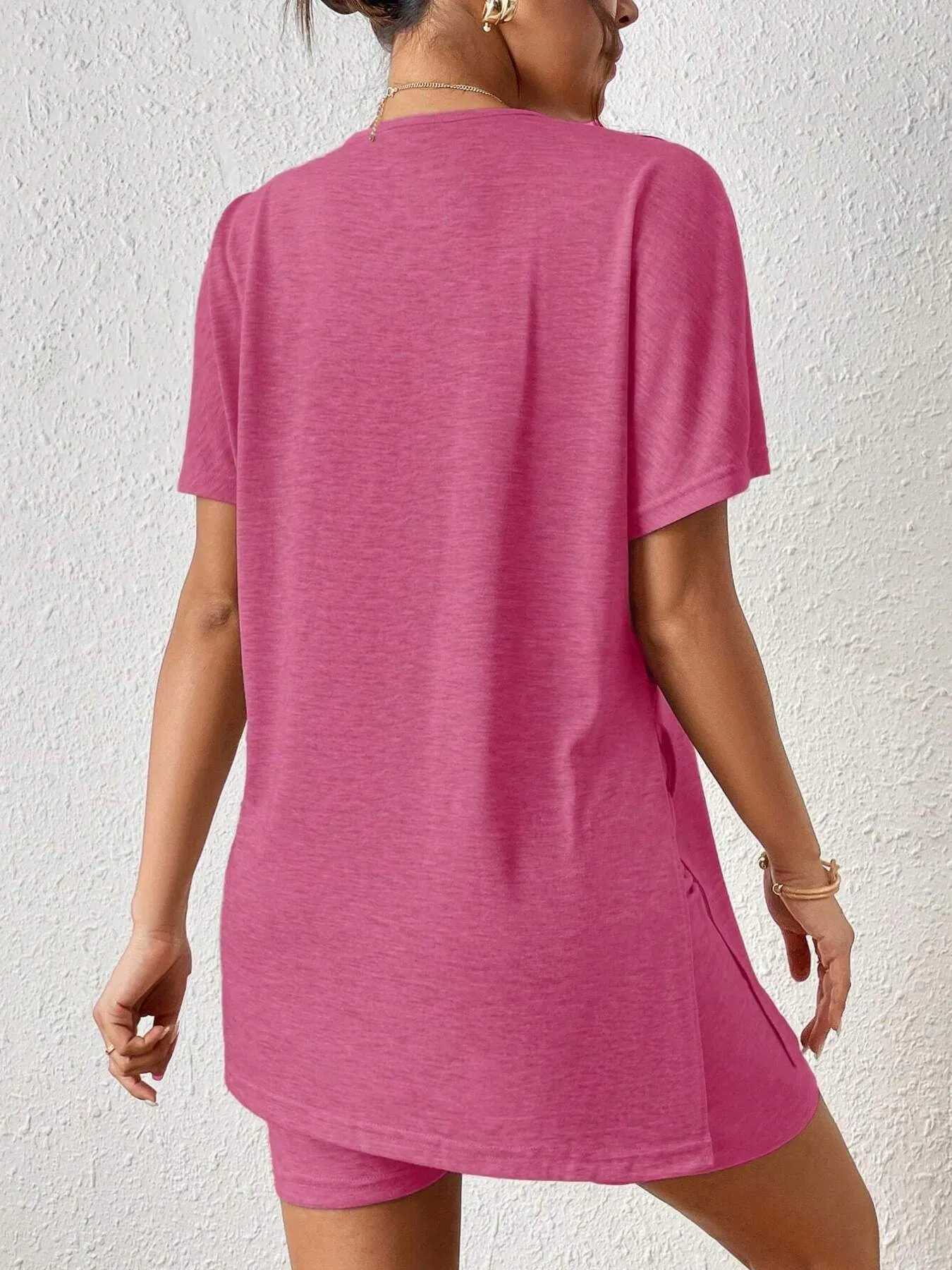 Casual Round Neck T-Shirt and Shorts Set - Image 2
