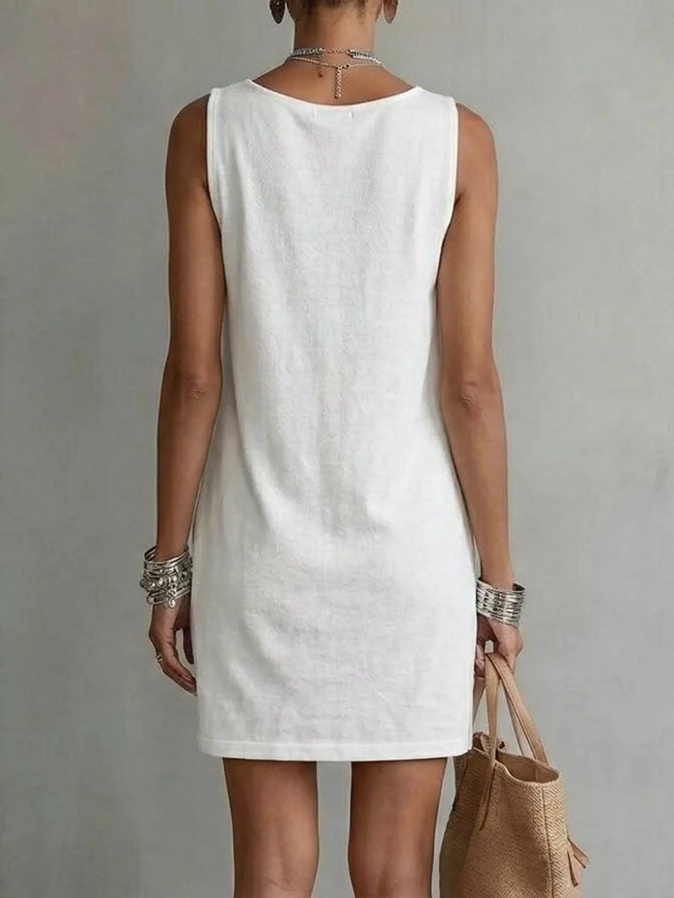 Casual Sleeveless Cowl Neck Mini Dress - Image 2