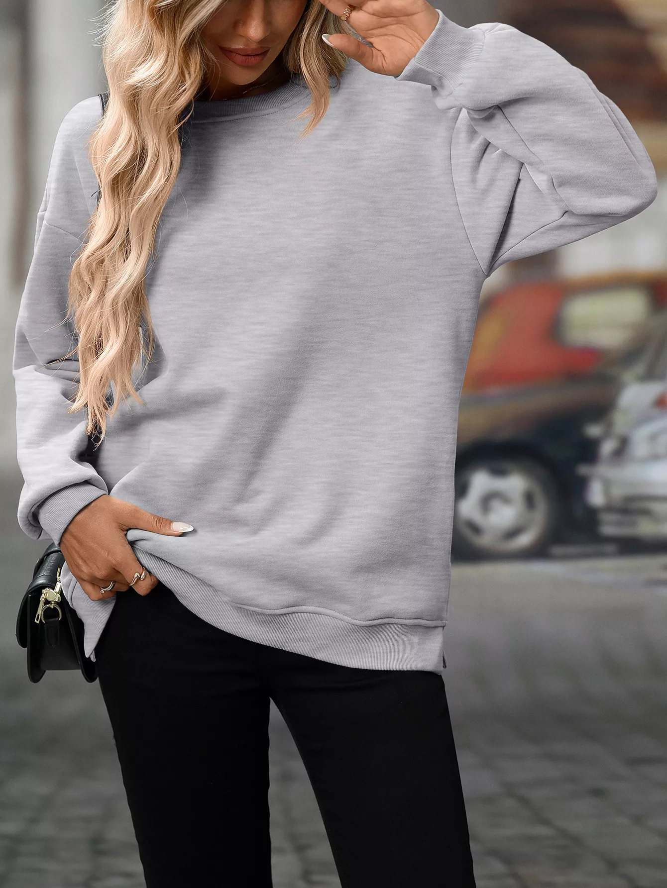 Casual Solid Color Long Sleeve Sweatshirt - Image 21
