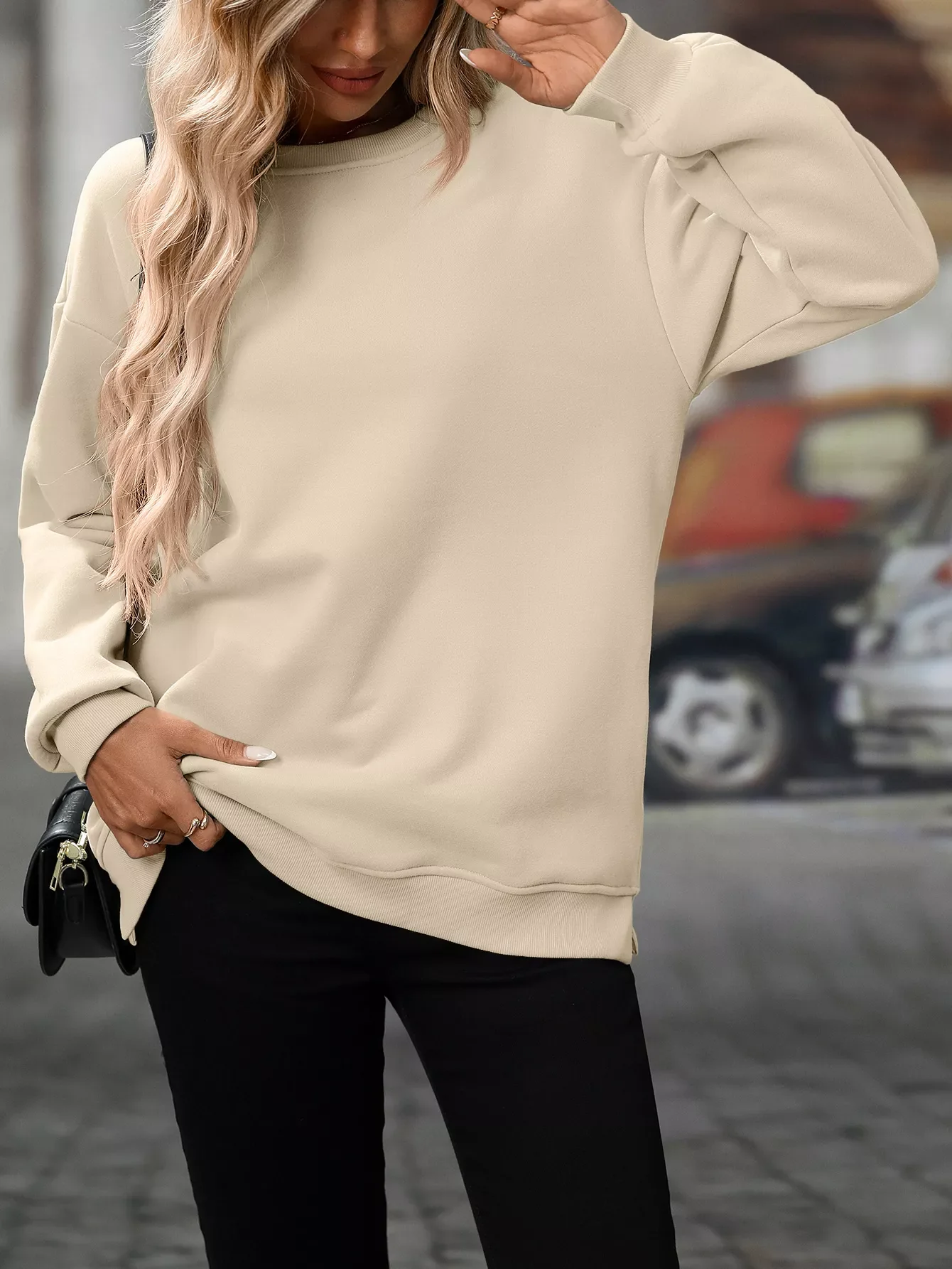 Casual Solid Color Long Sleeve Sweatshirt - Image 9