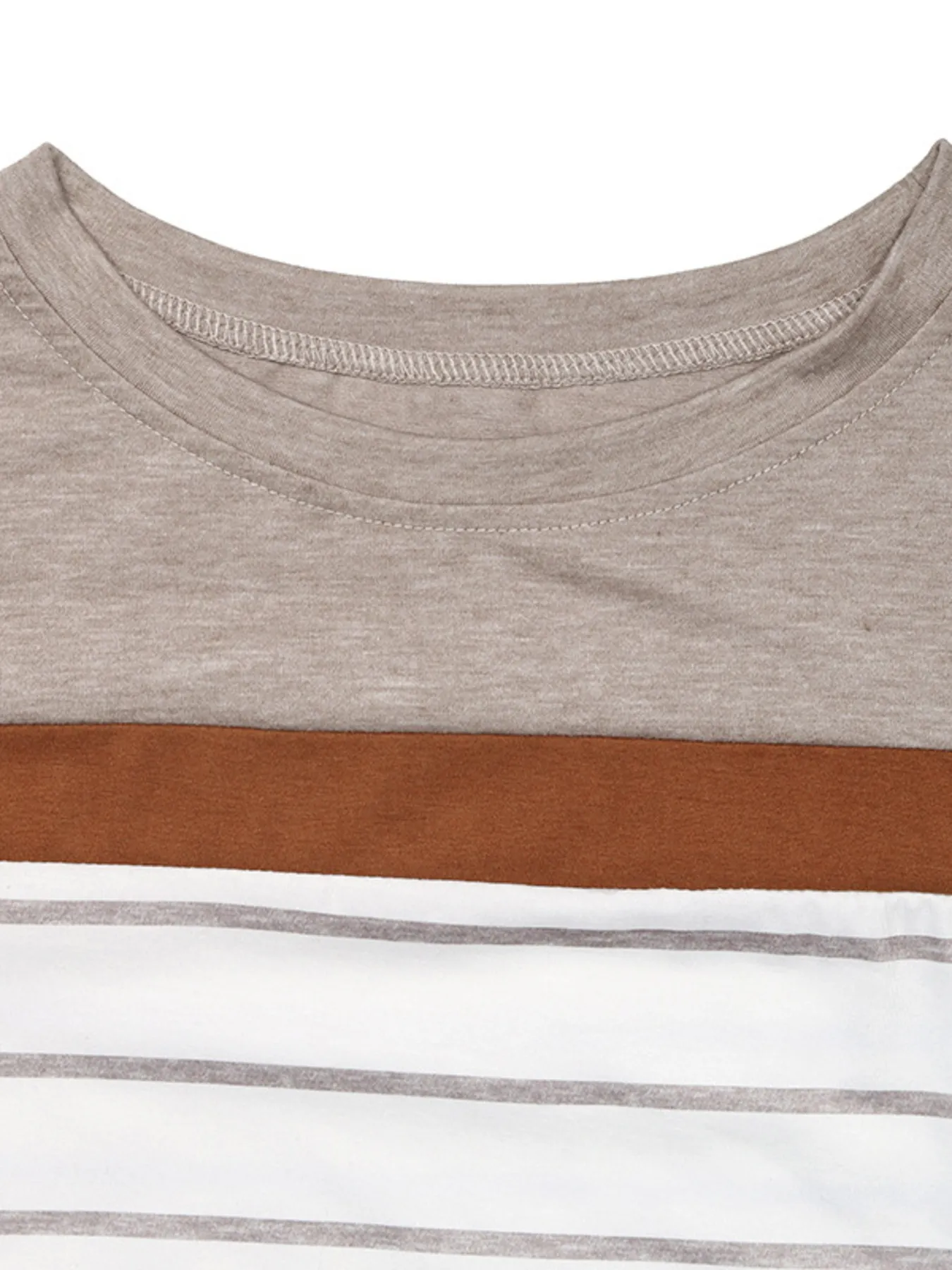 Casual Striped Long Sleeve Color Block T-Shirt - Image 5