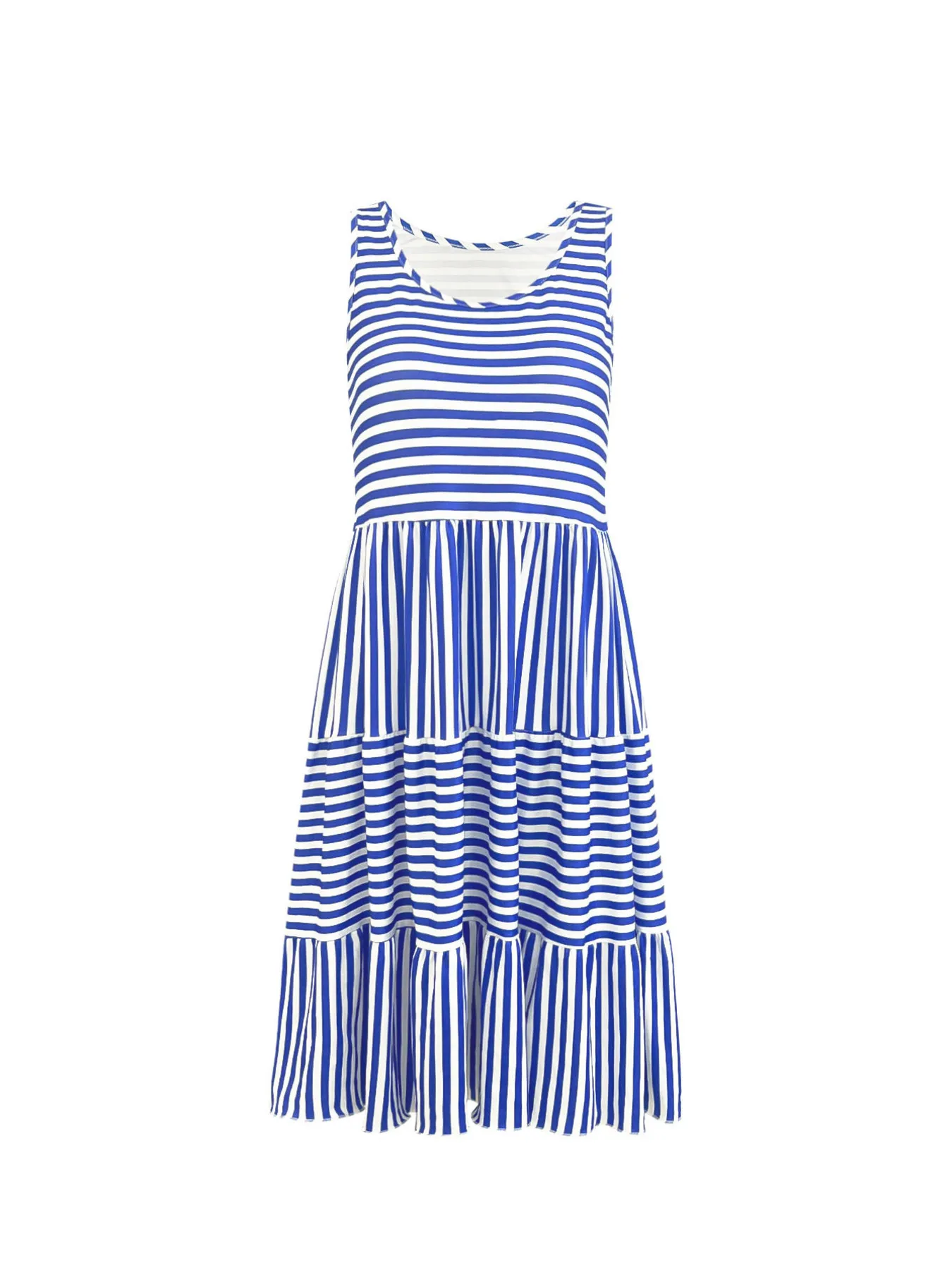 Casual Striped Tiered Ruffle Tank Dress - Image 11