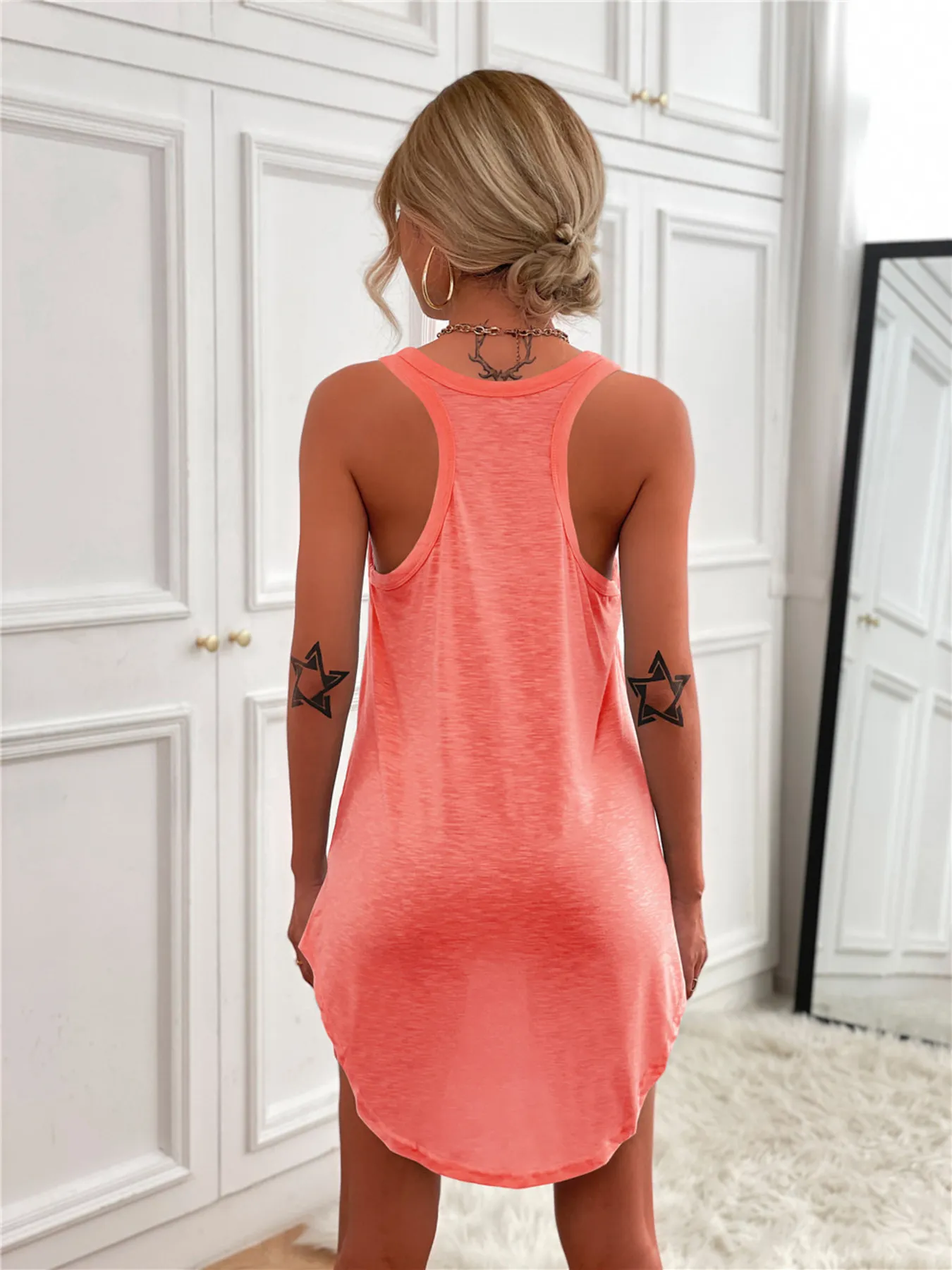 Casual Tank Mini Dress with Curved Hem - Image 10