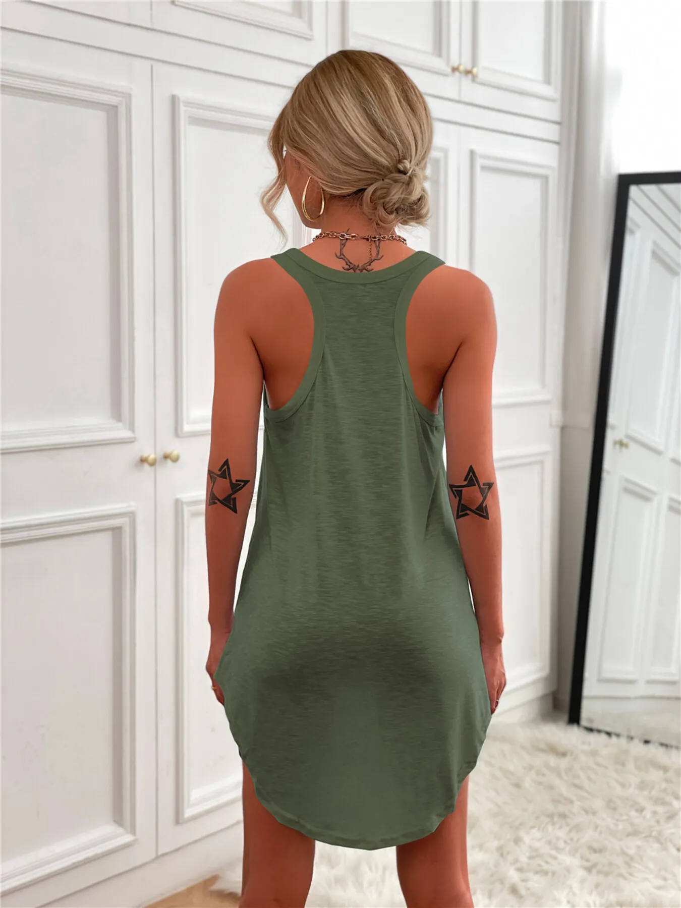 Casual Tank Mini Dress with Curved Hem - Image 30