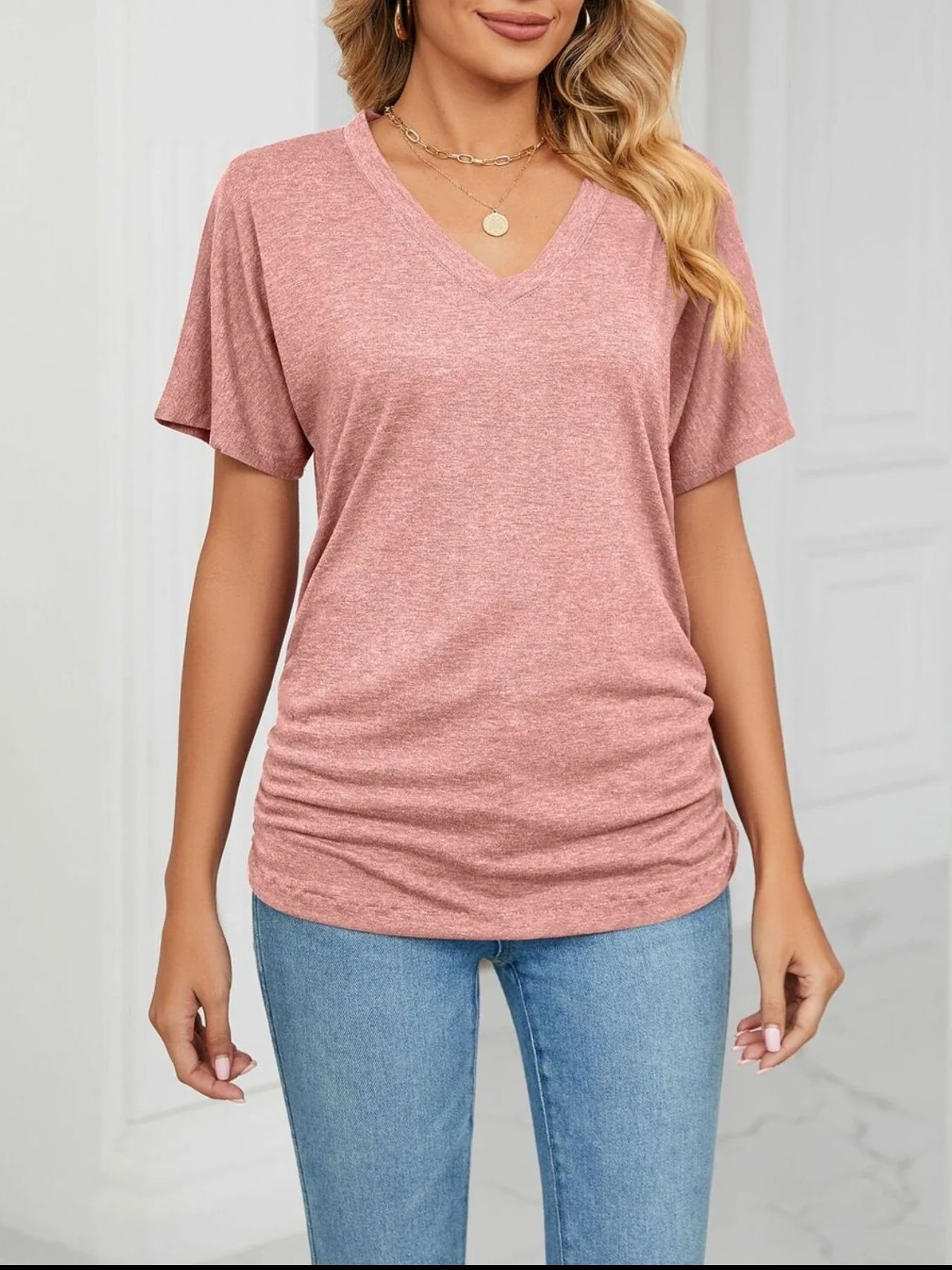 Casual V-Neck Short Sleeve T-Shirt - Image 29