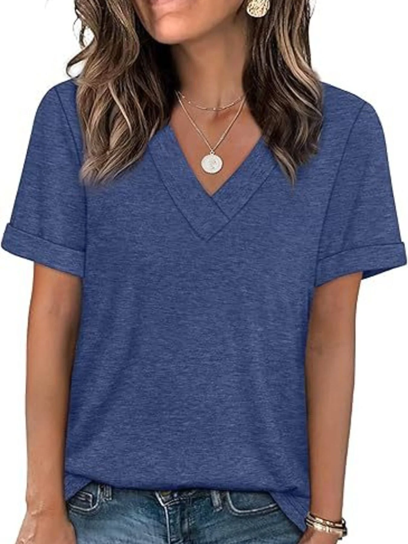 Casual V-Neck Short Sleeve T-Shirt - Image 23