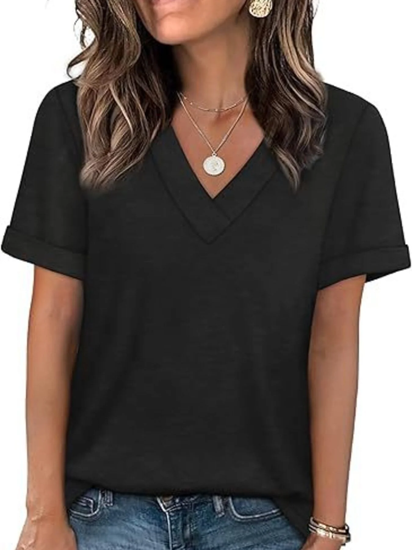 Casual V-Neck Short Sleeve T-Shirt - Image 5