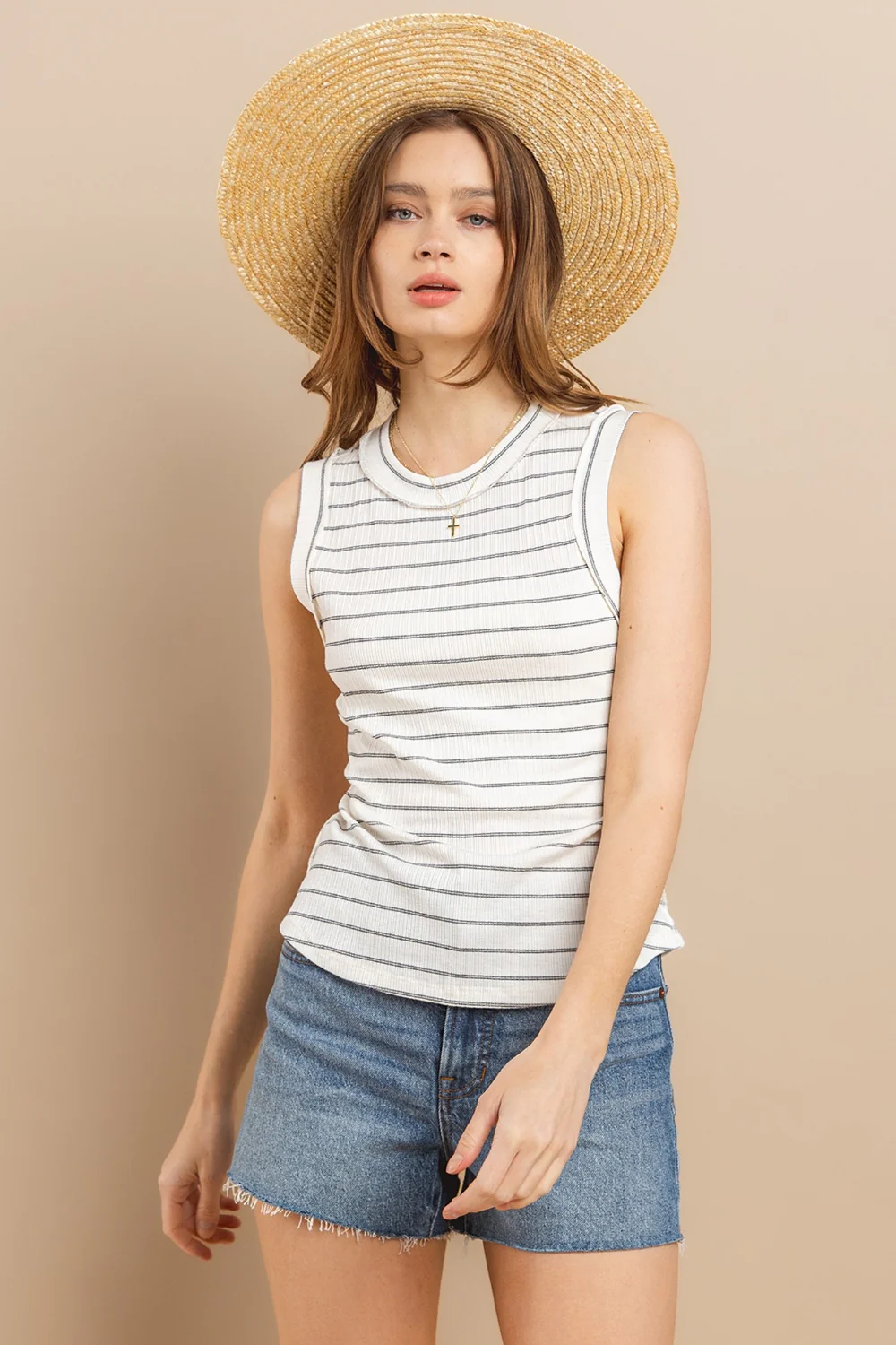 Ces Femme Striped Round Neck Tank - Image 4